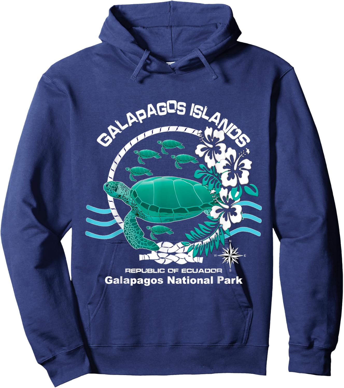 Galapagos National Park Ocean Reserve Green Sea Turtle Hoodie - Hoodie | Navy