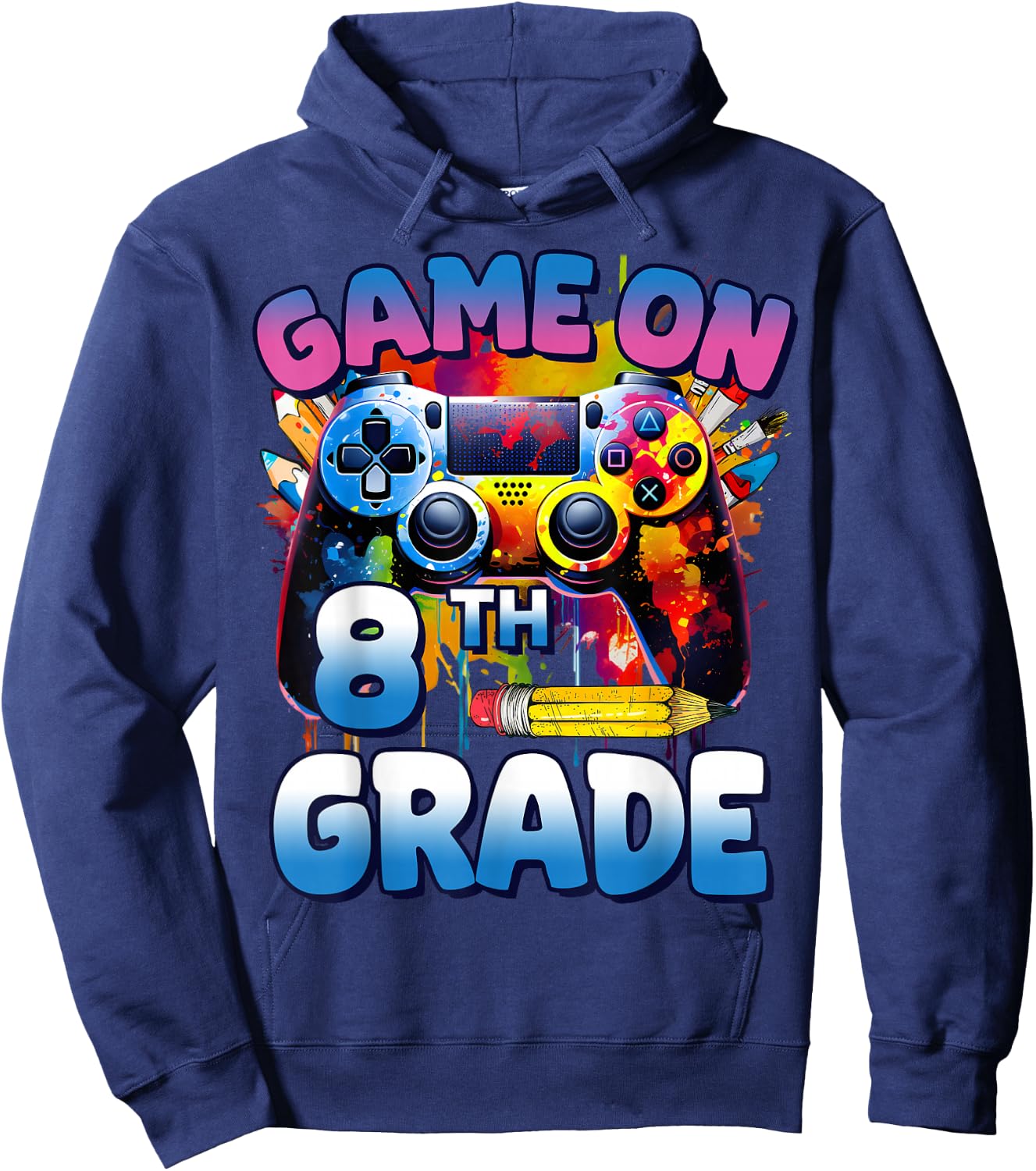 Game On 8th Grade First Day Gamer Shirt Boys Hoodie - Hoodie | Navy