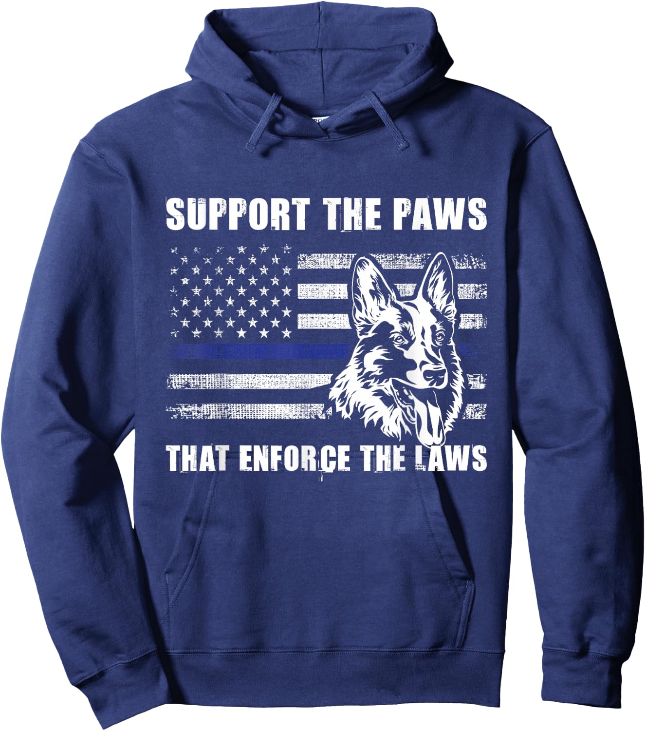 Support The Paws That Enforce The Laws - Blue Line K9 Police Hoodie - Hoodie | Navy