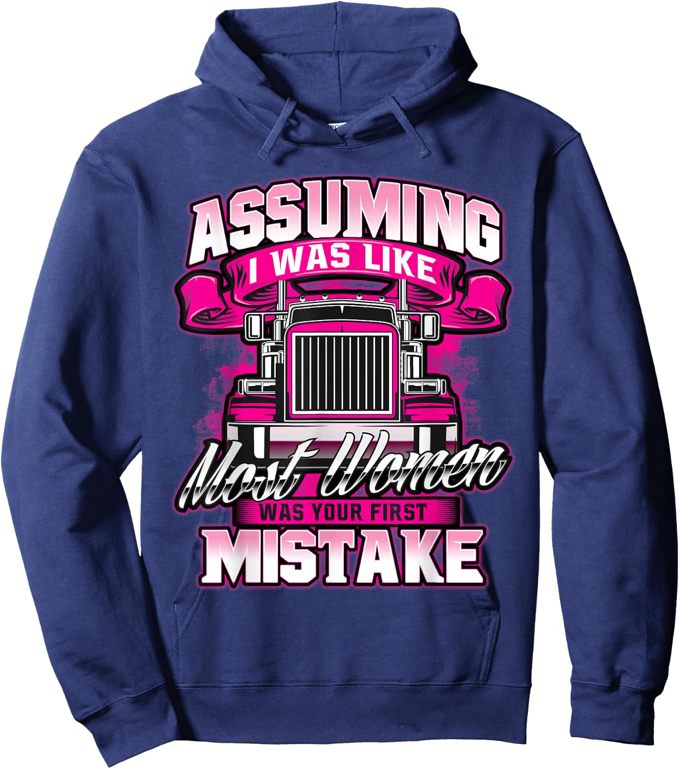 First Mistake - Female Semi Truck Driver Trucker Trucking Hoodie - Hoodie | Navy