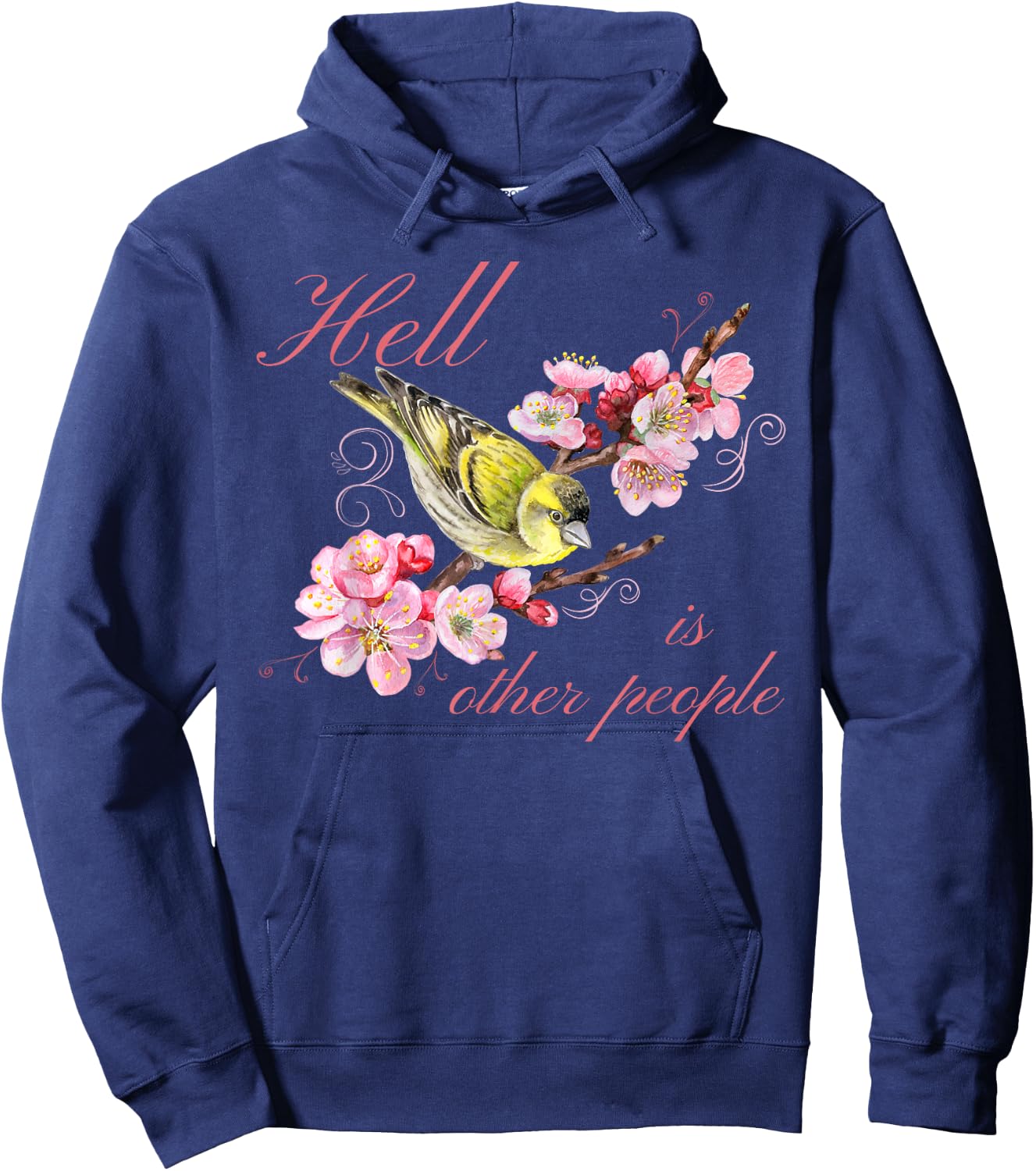 Funny Introvert Hell is Other People Floral Antisocial Hoodie - Hoodie | Navy