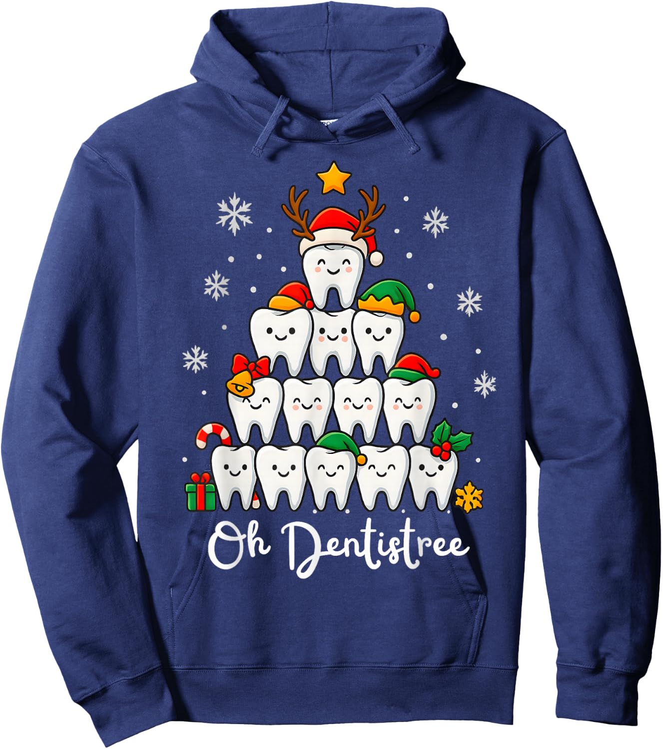 Funny Oh Dentistree Xmas Christmas Dental Hygienist Dentist Hoodie - Hoodie | Navy
