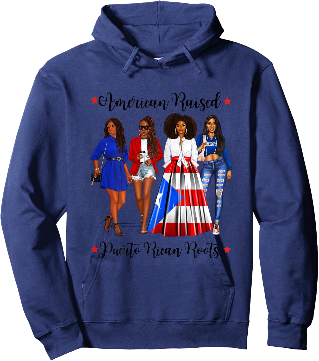 Afro Latina American Raised Puerto Rican Roots Rico Hoodie - Hoodie | Navy