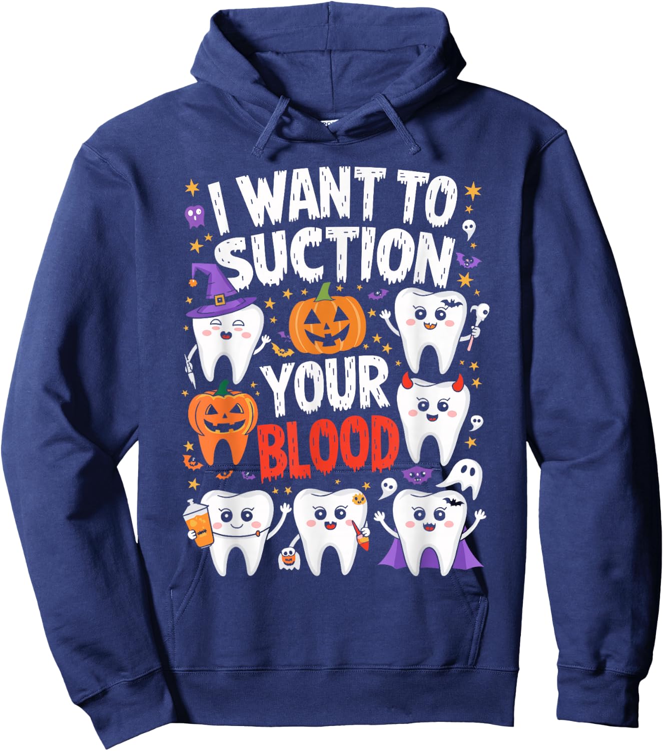 I Want To Suction Your Blood T Shirt Funny Halloween Hoodie - Hoodie | Navy