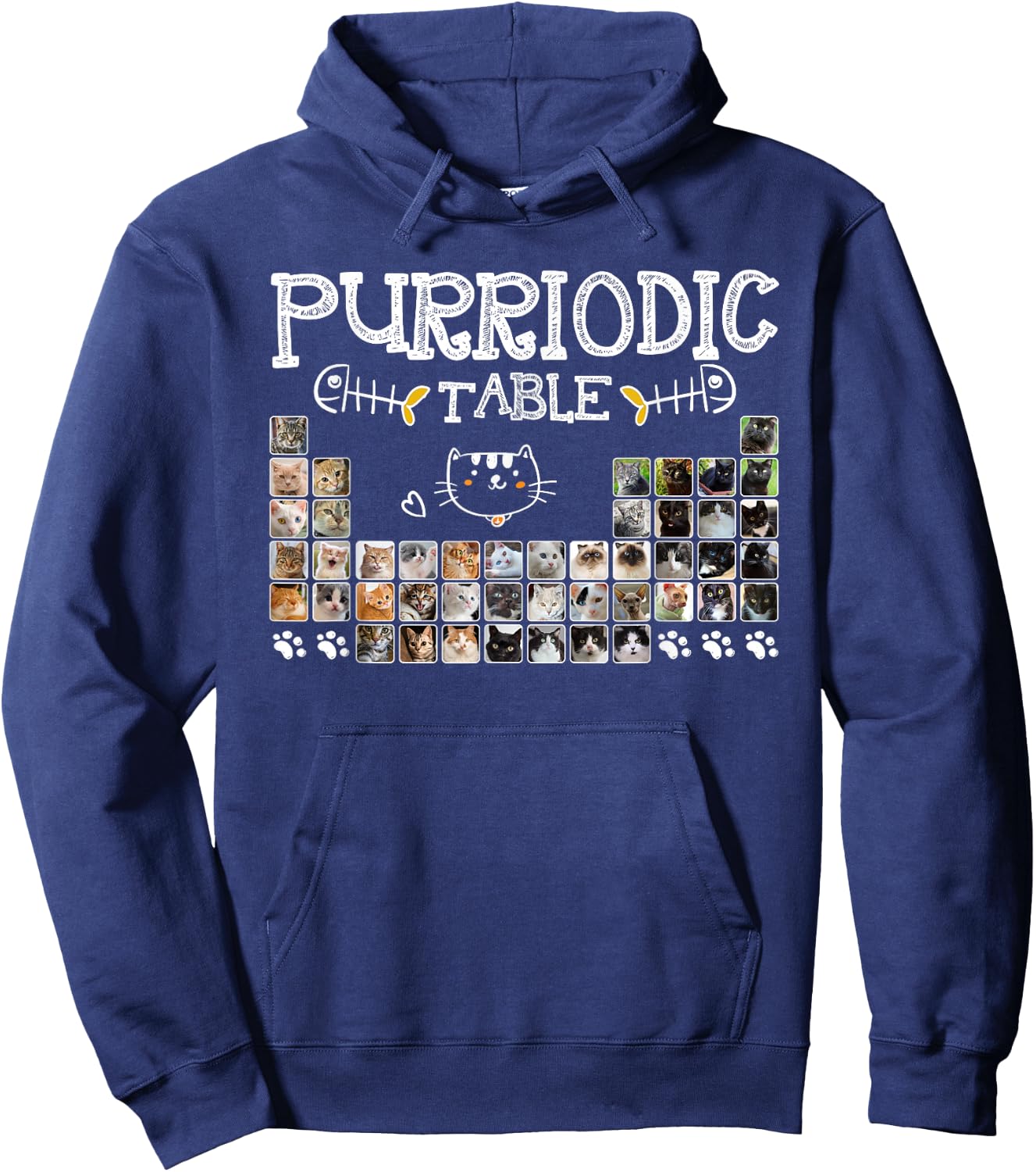Purriodic Table Cat Funny Cat Chemistry Table of Elements Hoodie - Hoodie | Navy