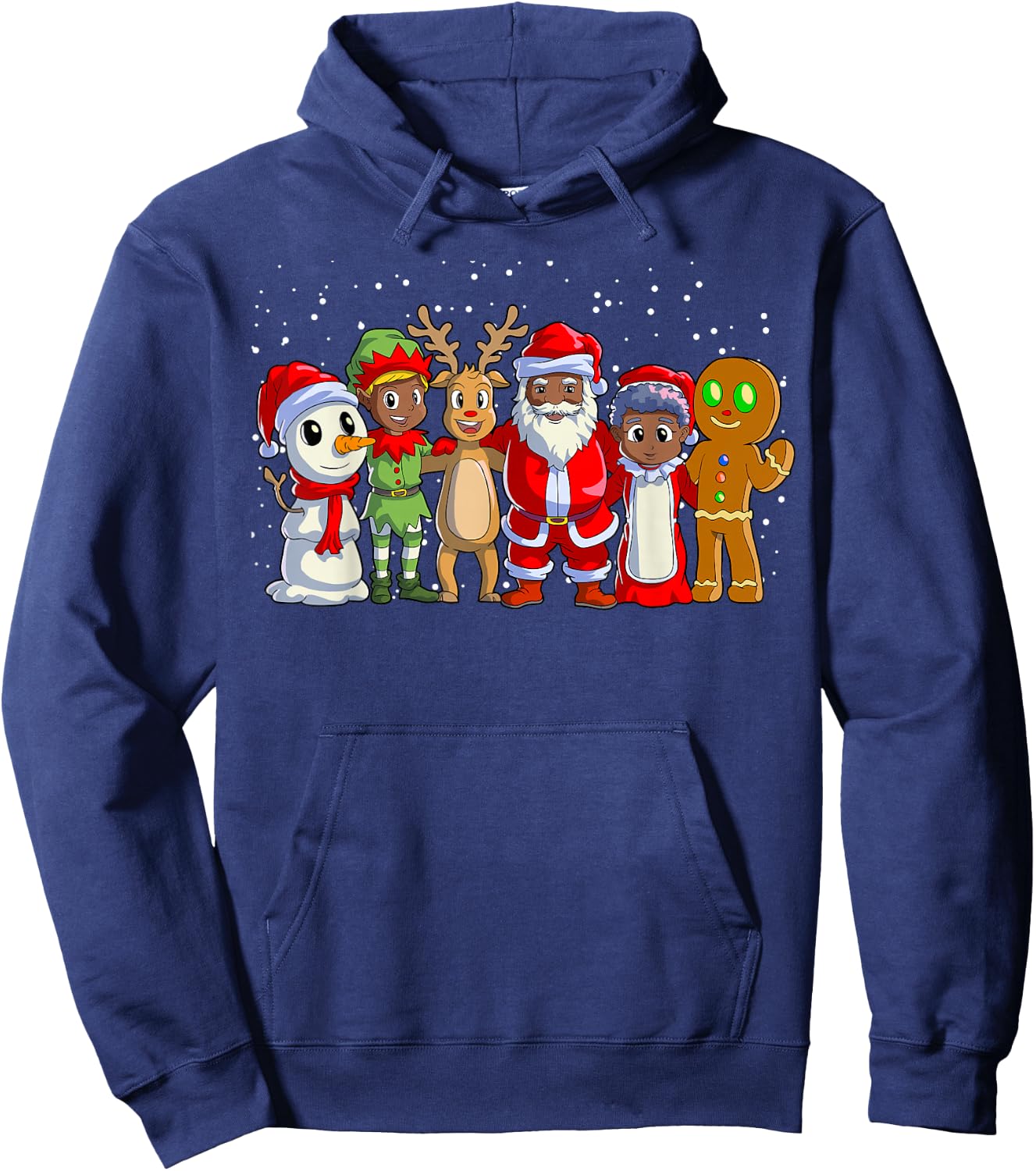 Black Family Christmas Afro African American Santa Xmas Hoodie - Hoodie | Navy