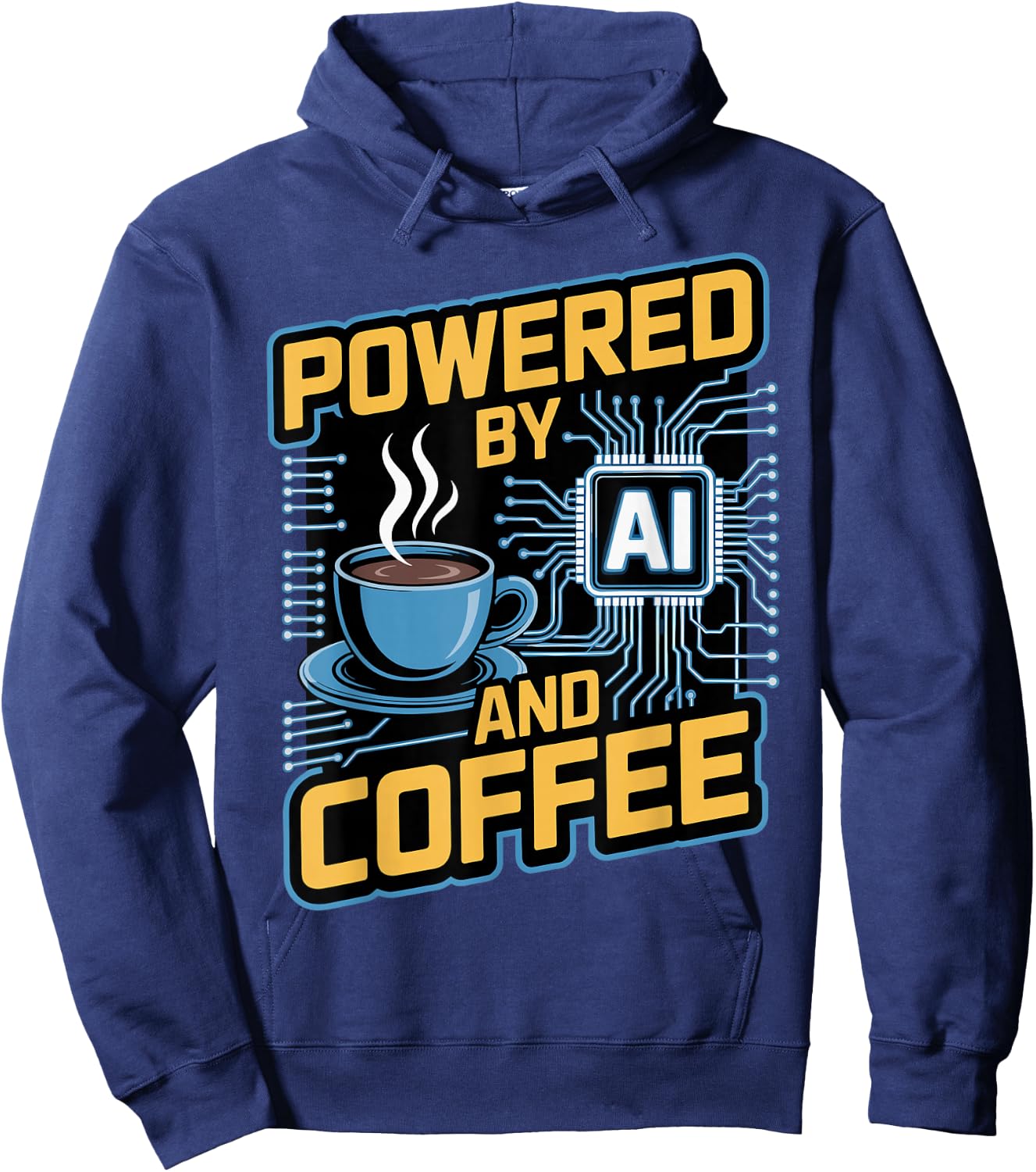 Prompt Engineer Tech Developer Geek Powered by AI and Coffee Hoodie - Hoodie | Navy
