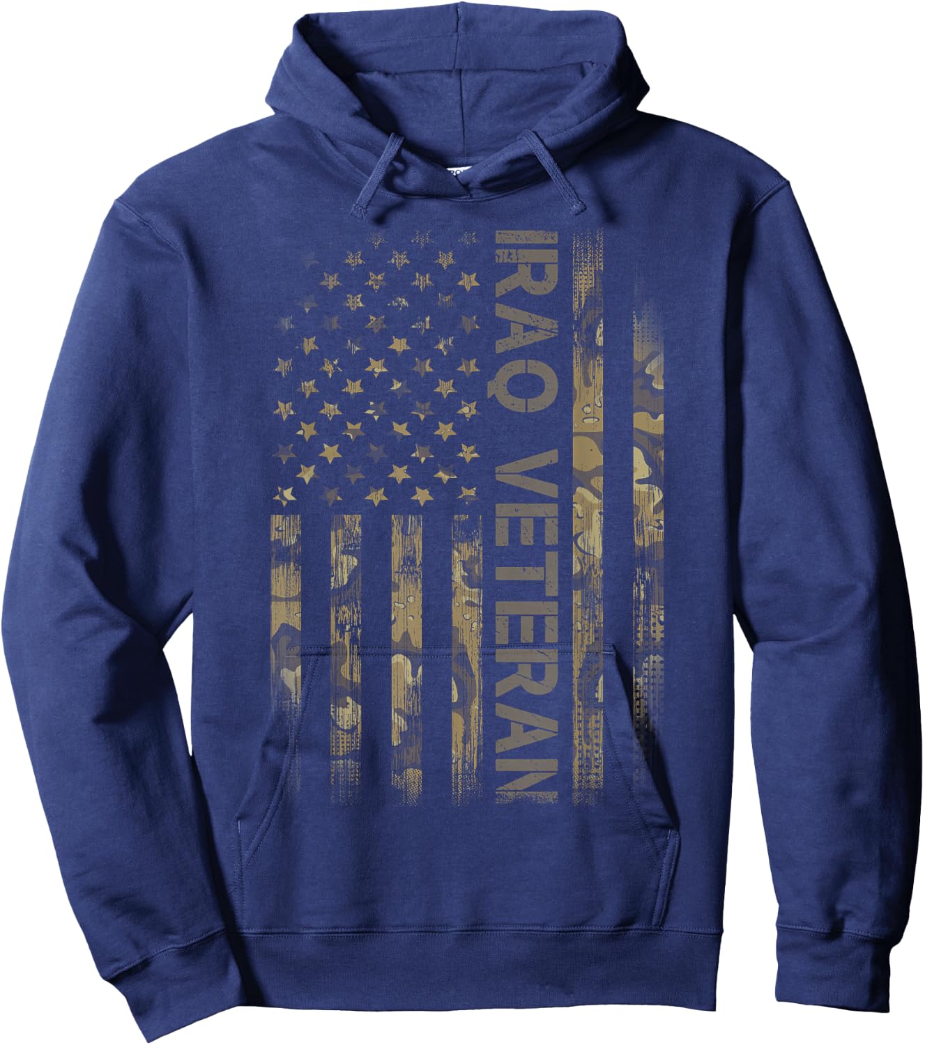 Vintage America Camo Flag Iraq Veteran Camouflage Hoodie - Hoodie | Navy