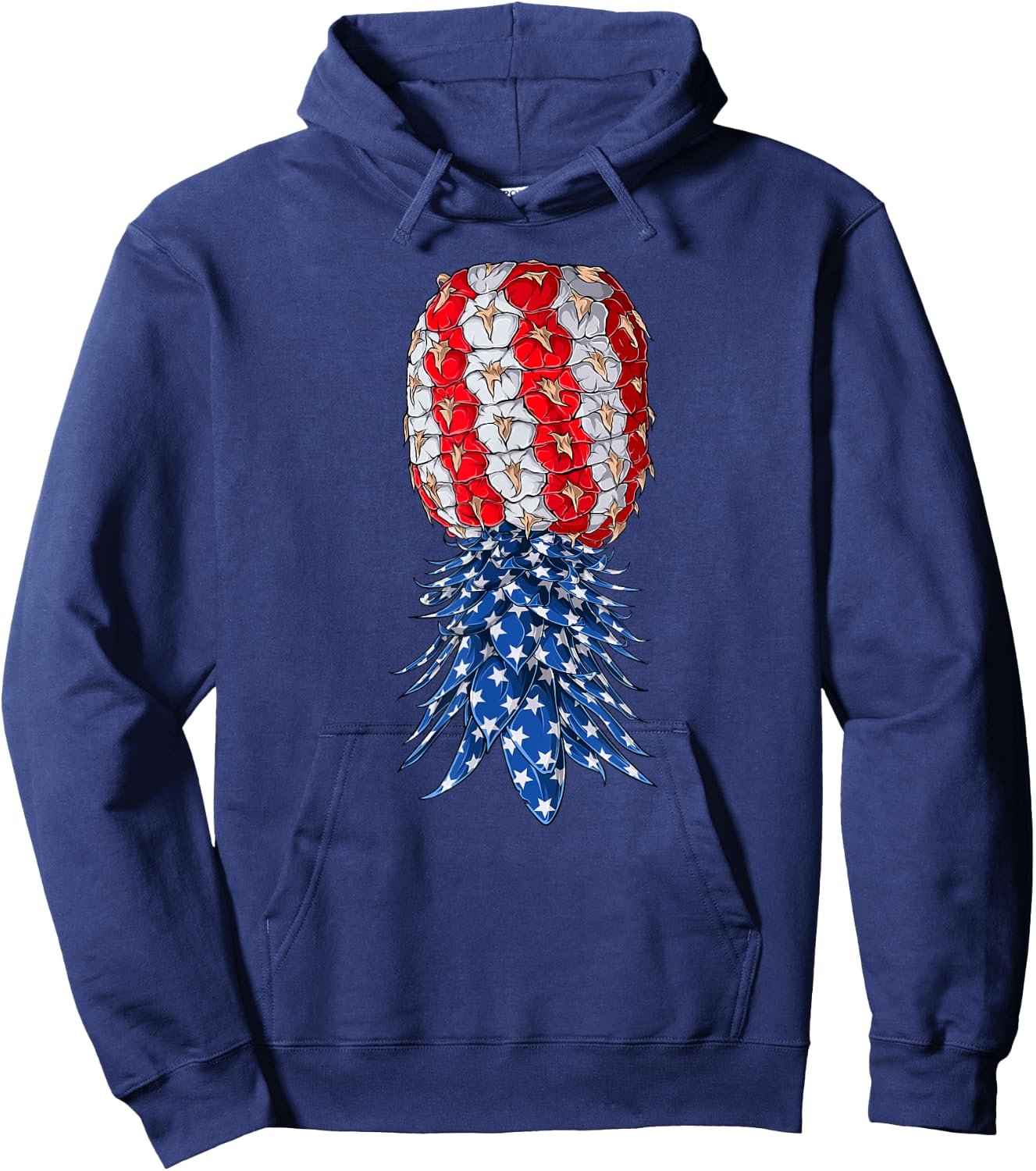 July Patriotic Red White Blue Upside Down Pineapple Swinger Women Men Hoodie - Hoodie | Navy
