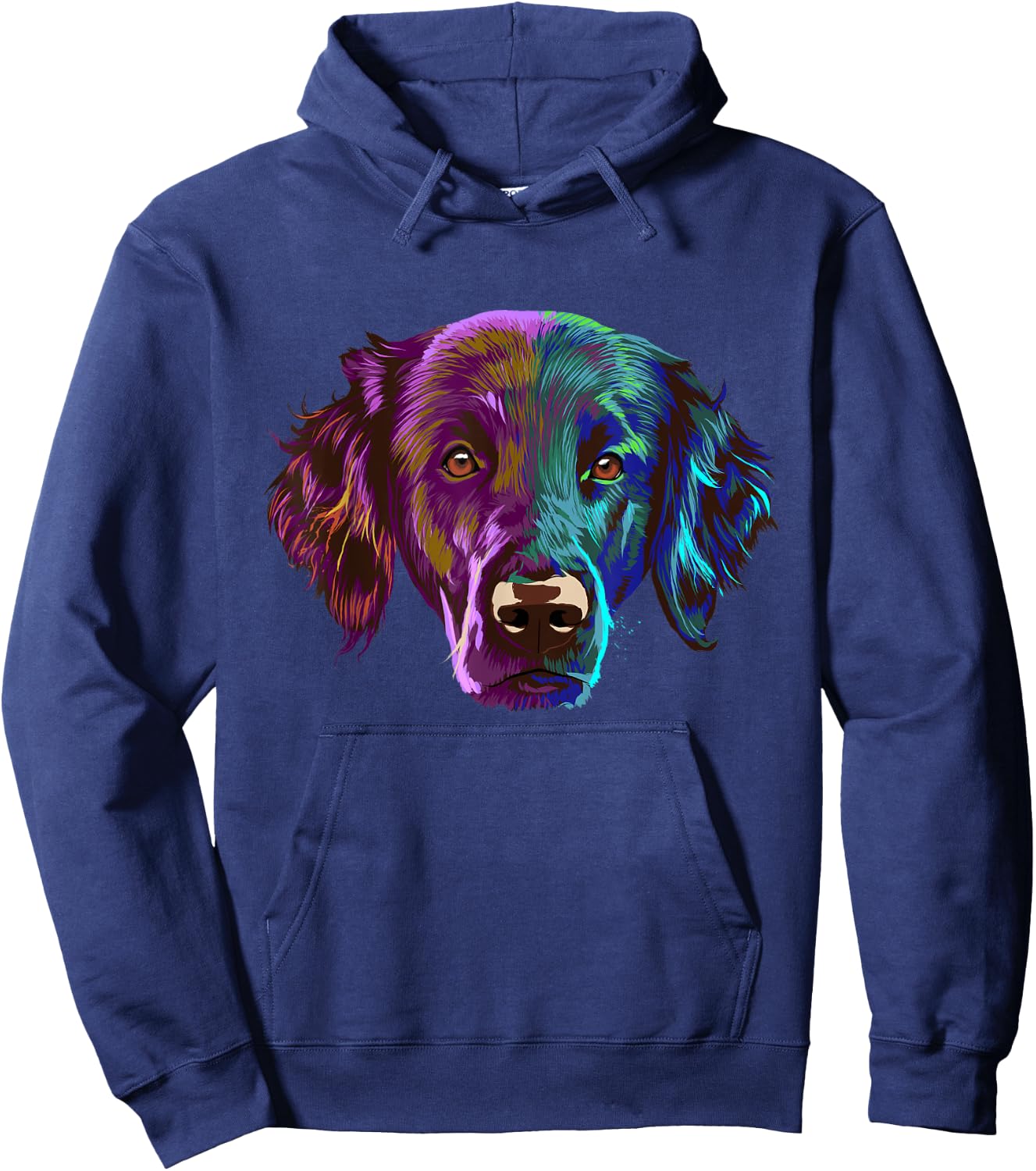 Colorful Splash Dog Flat Coated Retriever Hoodie - Hoodie | Navy