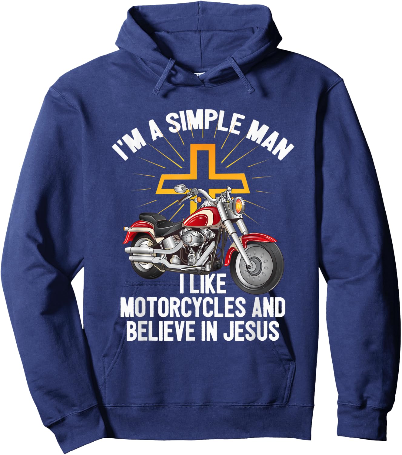 Motorcycles Believe In Jesus Motorcyclist Biking Christian Hoodie - Hoodie | Navy