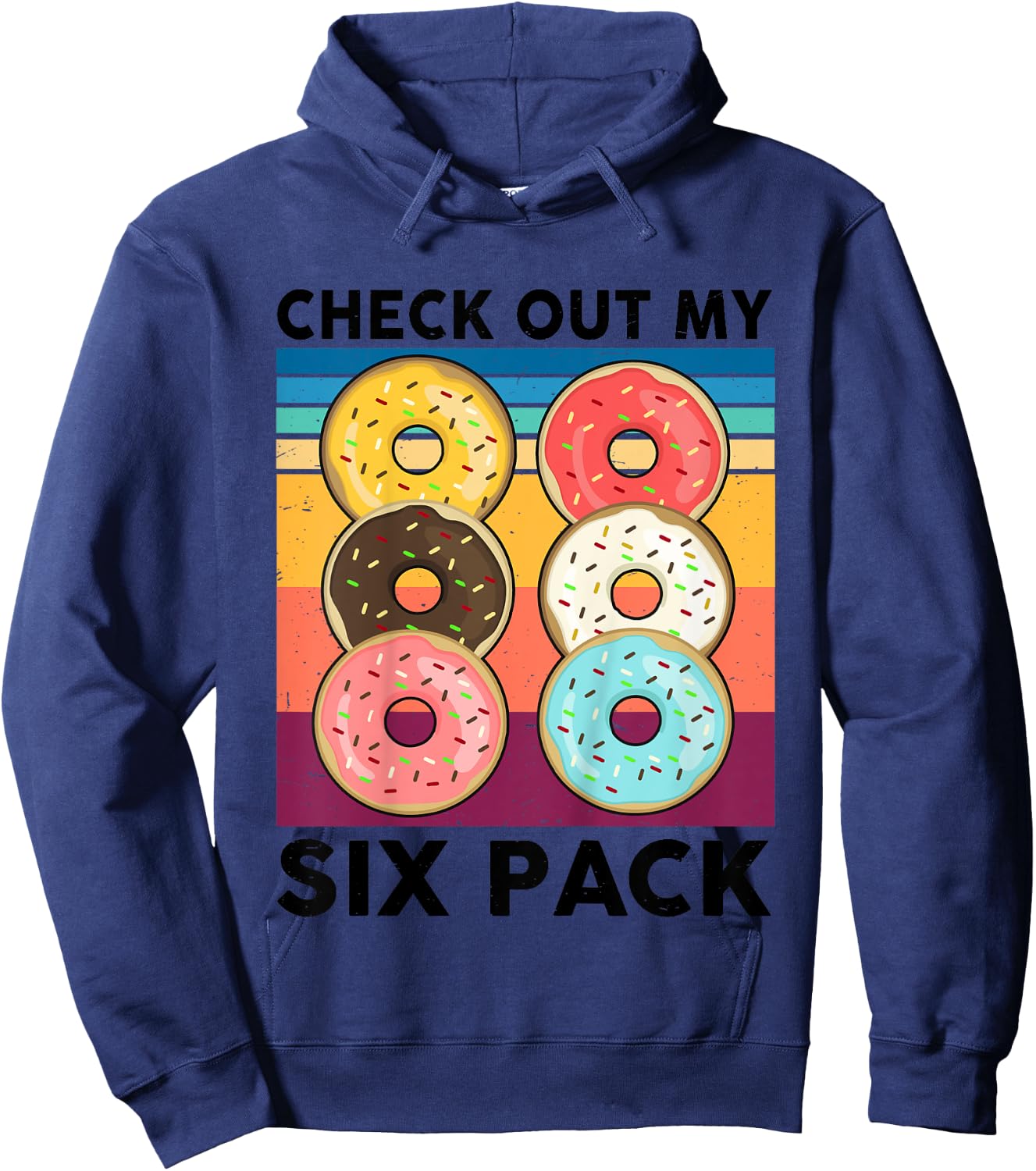 Donut Shirt Check Out My Six Pack 6-Pack Boys Girls Doughnut Hoodie - Hoodie | Navy