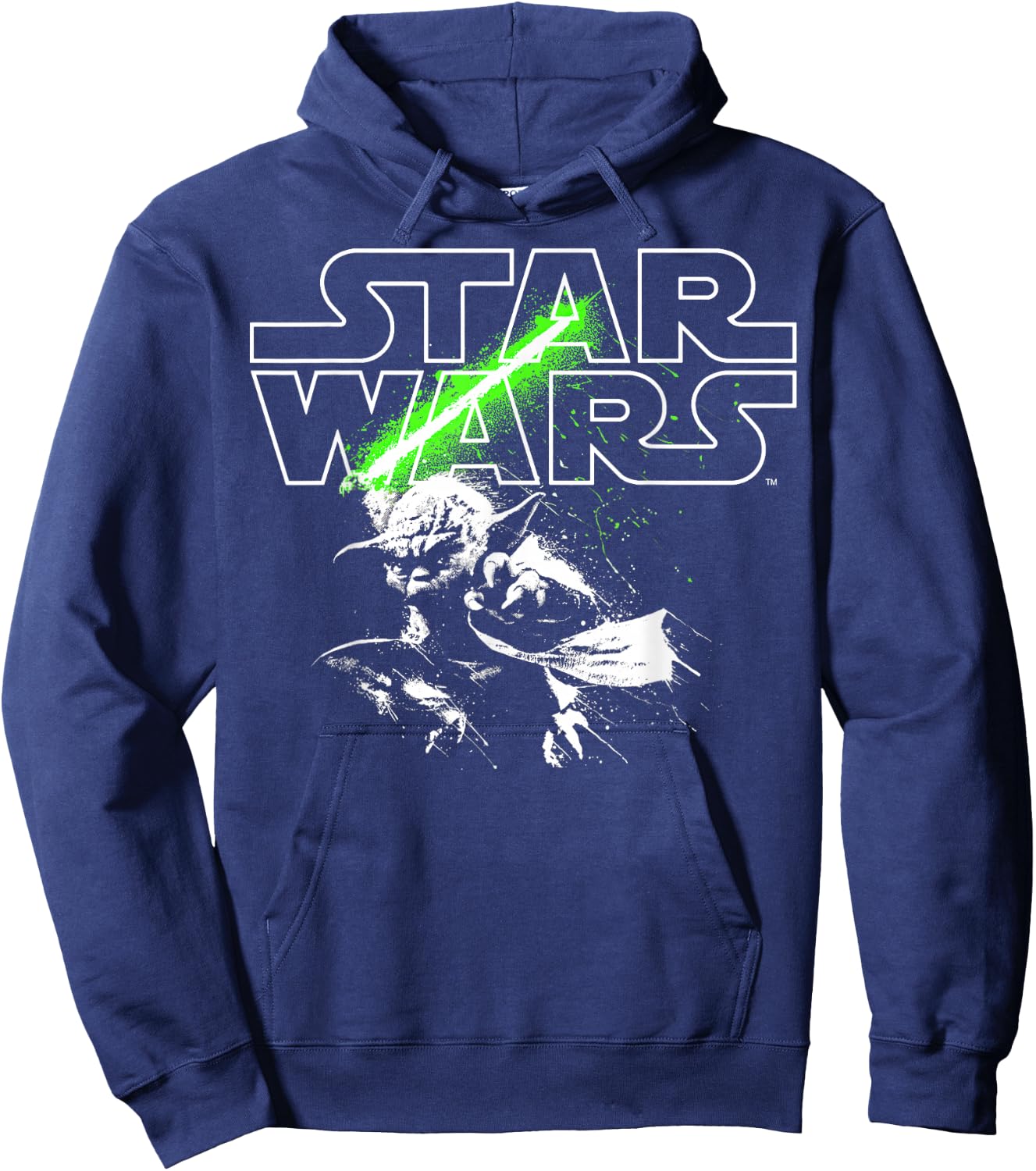 Star Wars Yoda Lightsaber Logo Hoodie - Hoodie | Navy