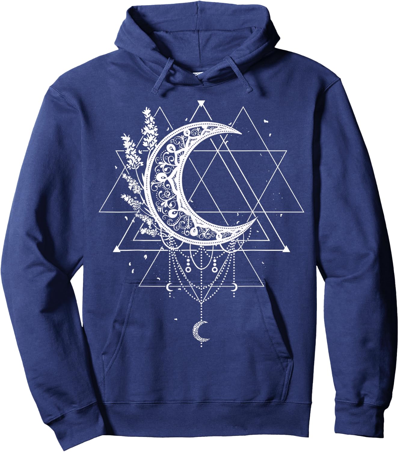 Celestial Occult Witchcraft Moon With Lavender Gothic Witch Hoodie - Hoodie | Navy