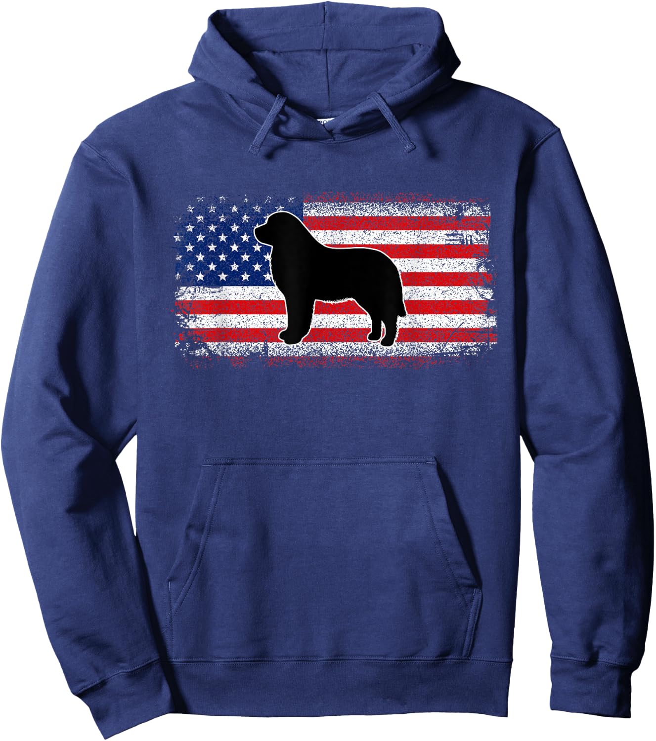 Patriotic USA Amercia Flag Newfoundland Dog Owner Hoodie - Hoodie | Navy