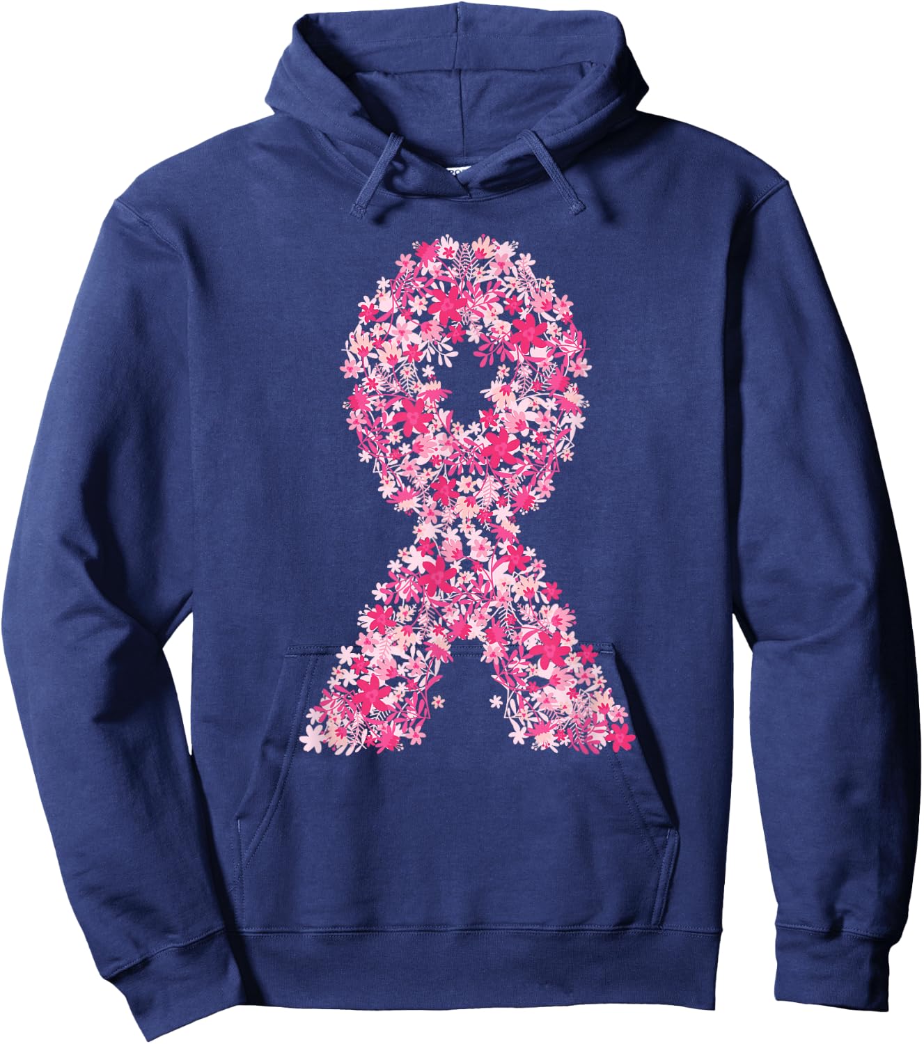 Floral Pink Ribbon Breast Cancer Awareness Shirts Hoodie - Hoodie | Navy
