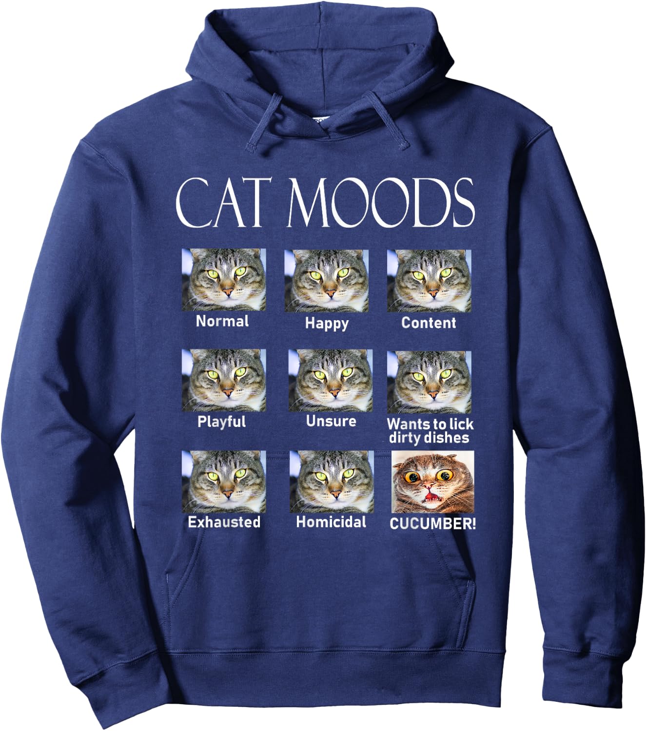 Cat Moods Hoodie - Hoodie | Navy