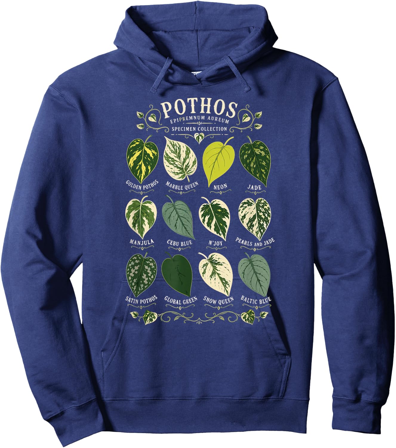 Pothos Plant Varieties Botanical Houseplant Design Hoodie - Hoodie | Navy