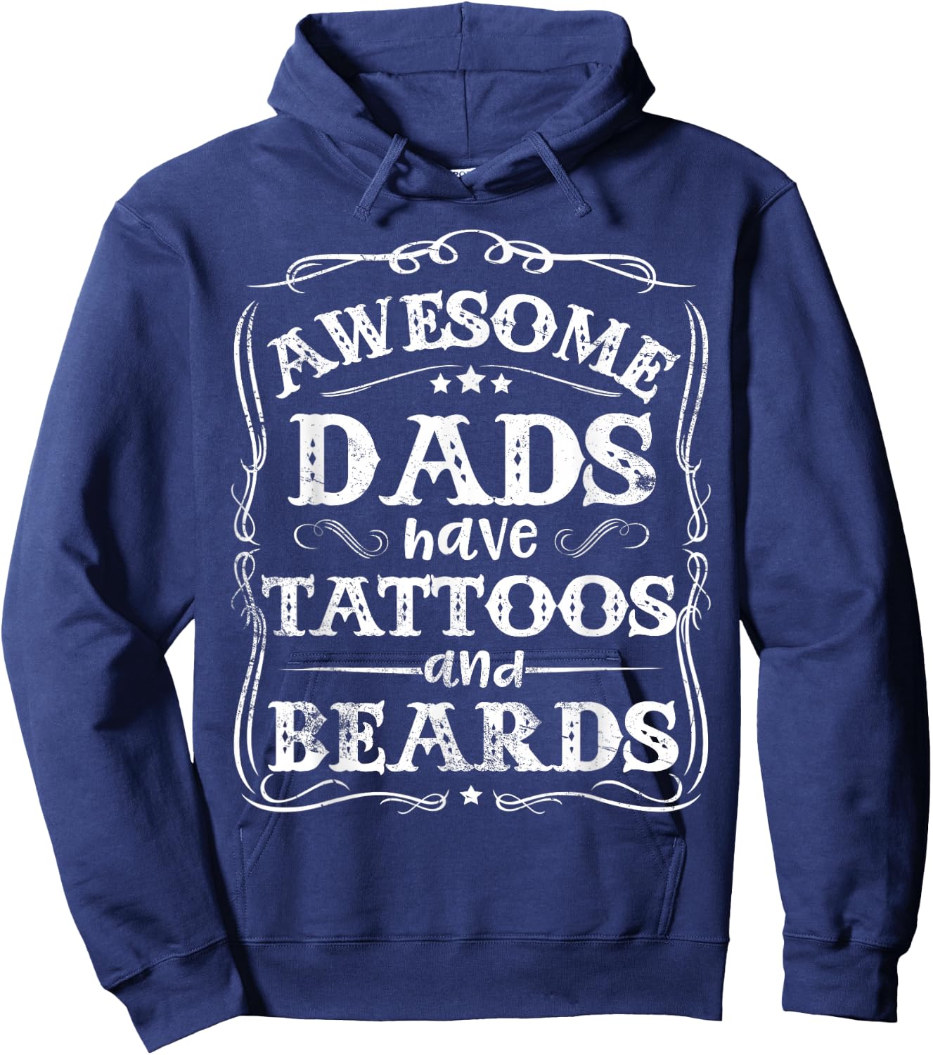 Awesome Dads Have Tattoos and Beards Funny Father's Day 2025 Hoodie - Hoodie | Navy
