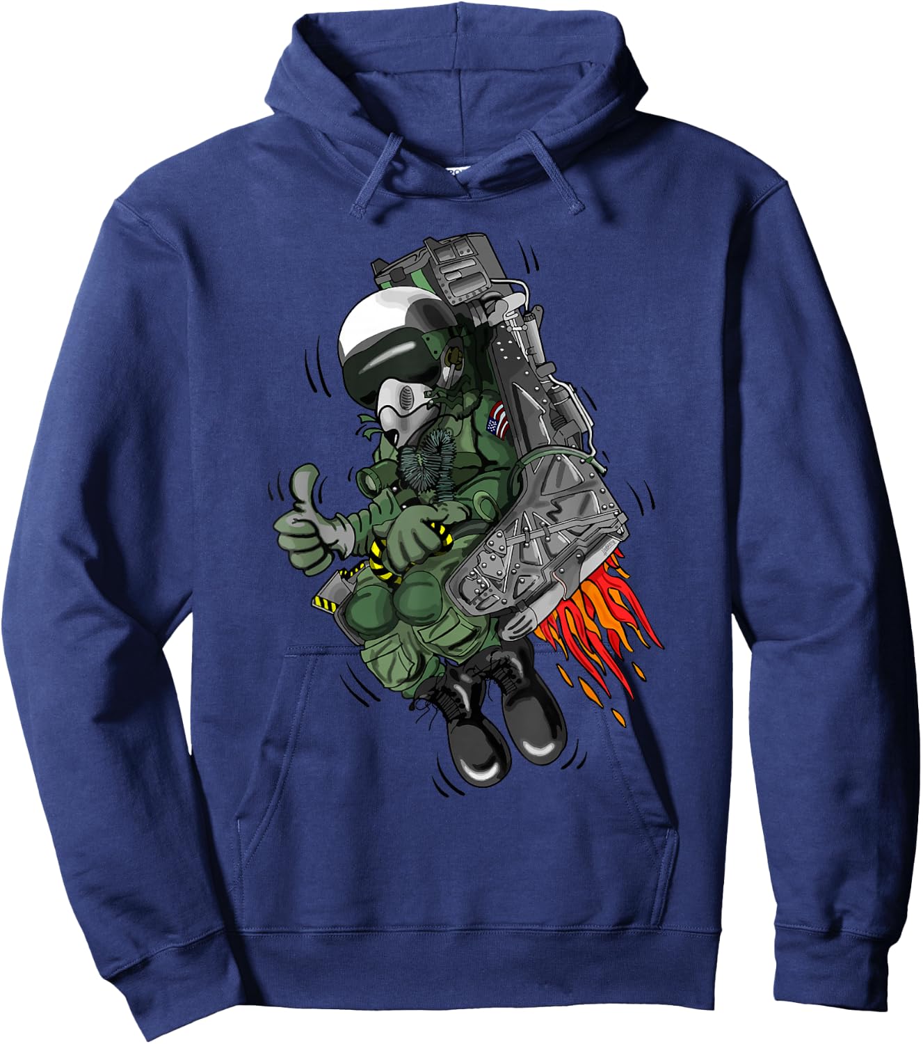 Funny Military Jet Ejection Seat Aviation Cartoon Design Hoodie - Hoodie | Navy