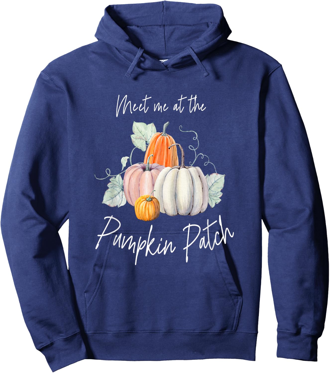 Botanical Cute Autumn Aesthetic Meet Me at The Pumpkin Patch Hoodie - Hoodie | Navy