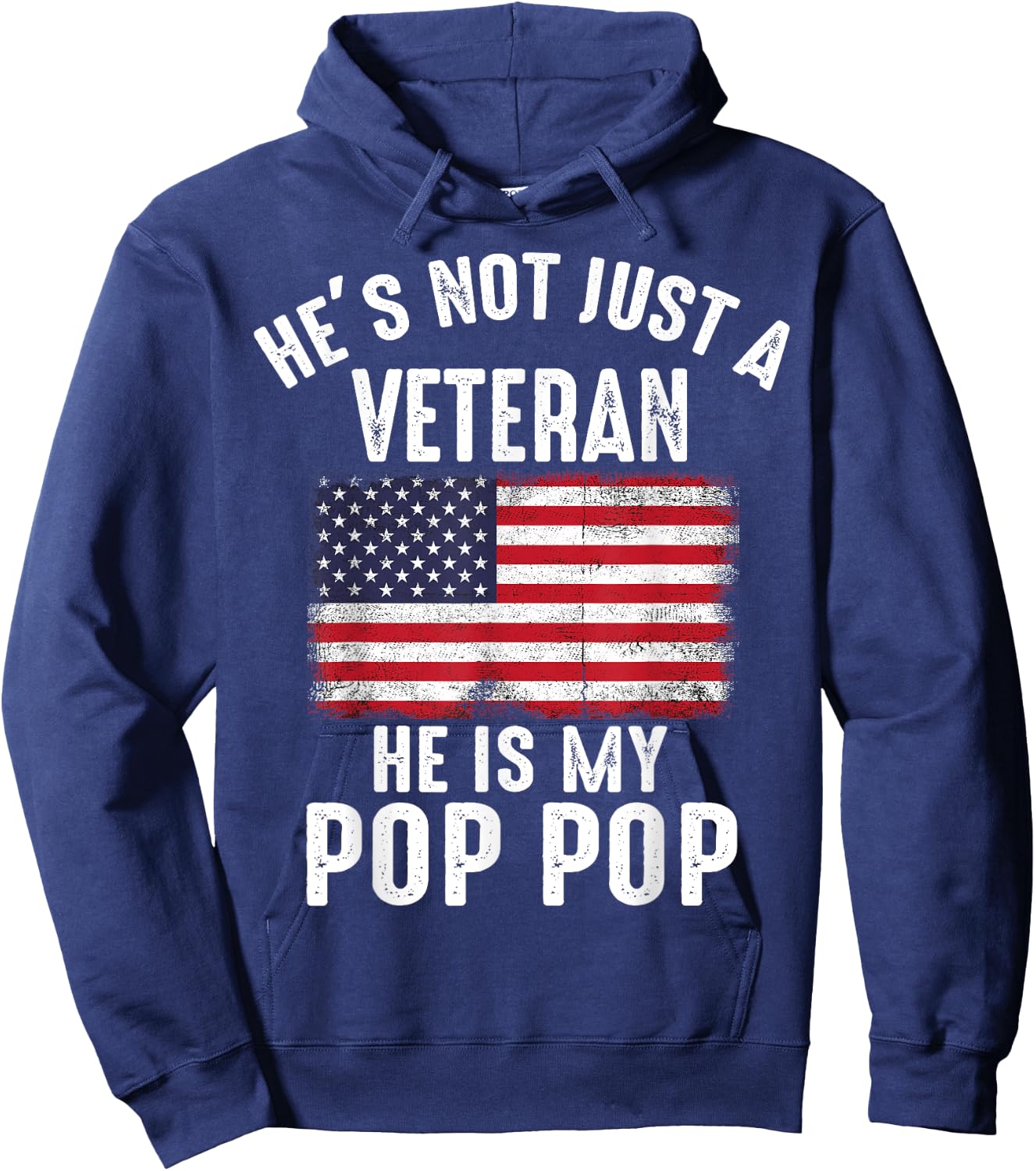 Proud Pop Pop Veteran Family Soldier American Flag Matching Hoodie - Hoodie | Navy