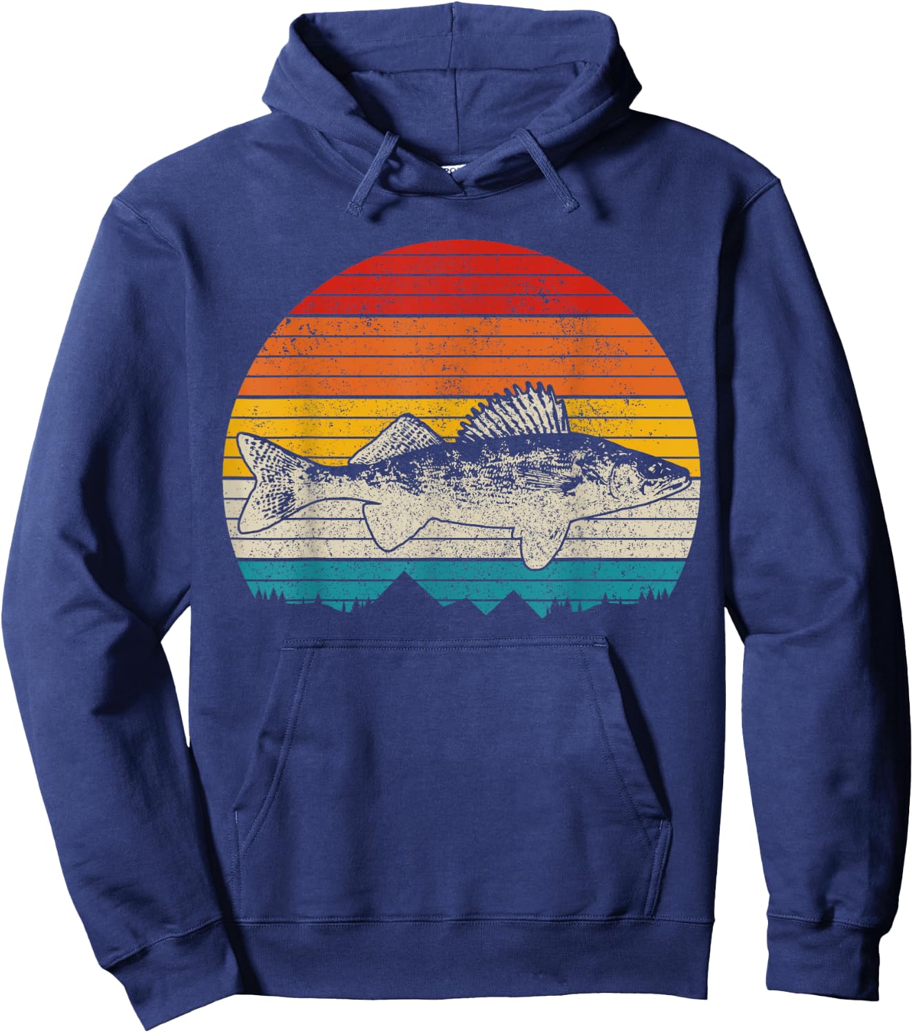 Walleye Vintage Fishing Men Zander Fish Hoodie - Hoodie | Navy