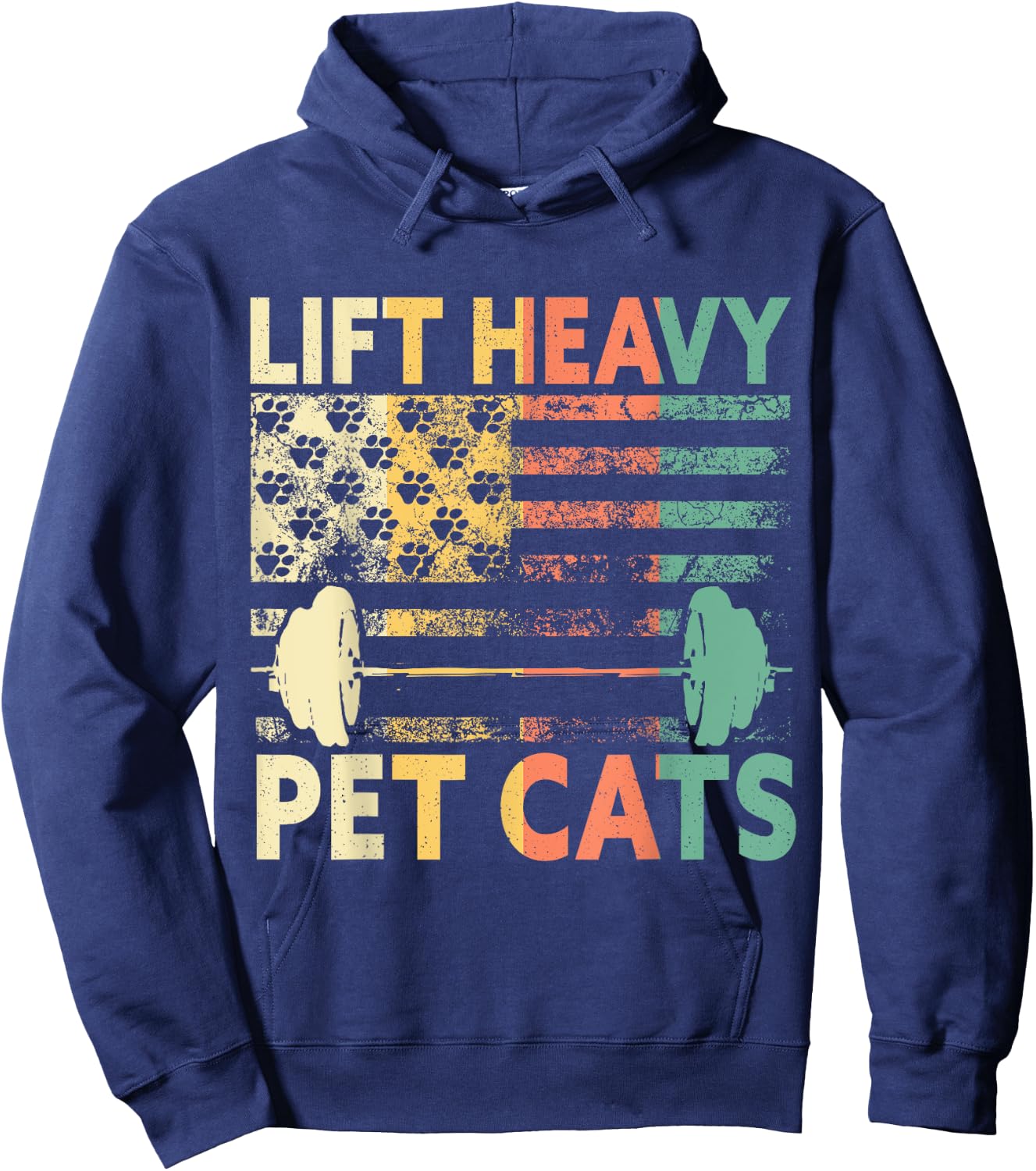 Lift Heavy Pet Cats Weightlifting Cat Owner Weightlifter Hoodie - Hoodie | Navy
