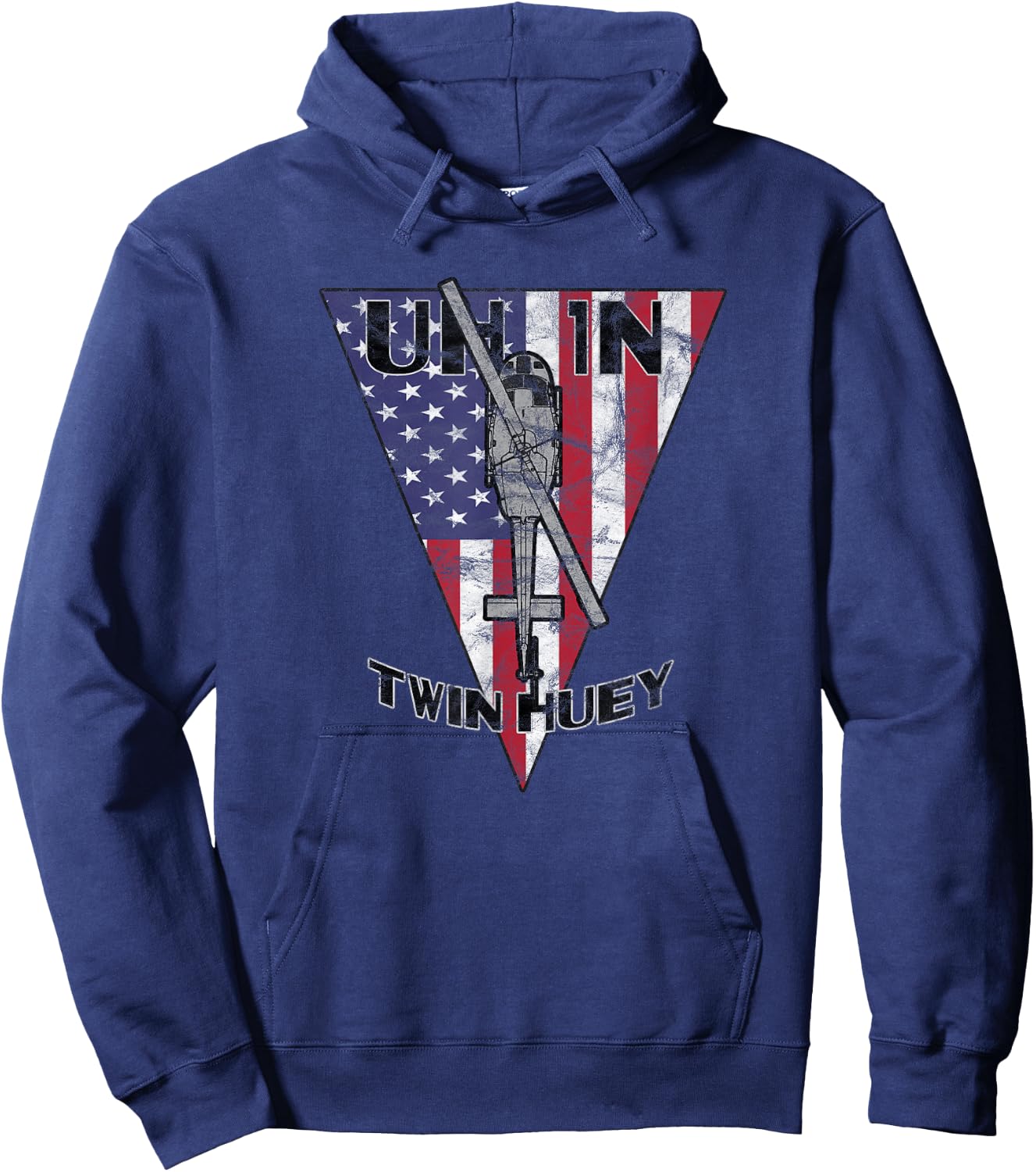 UH-1N Twin Huey Military Helicopter Patriotic Vintage Hoodie - Hoodie | Navy