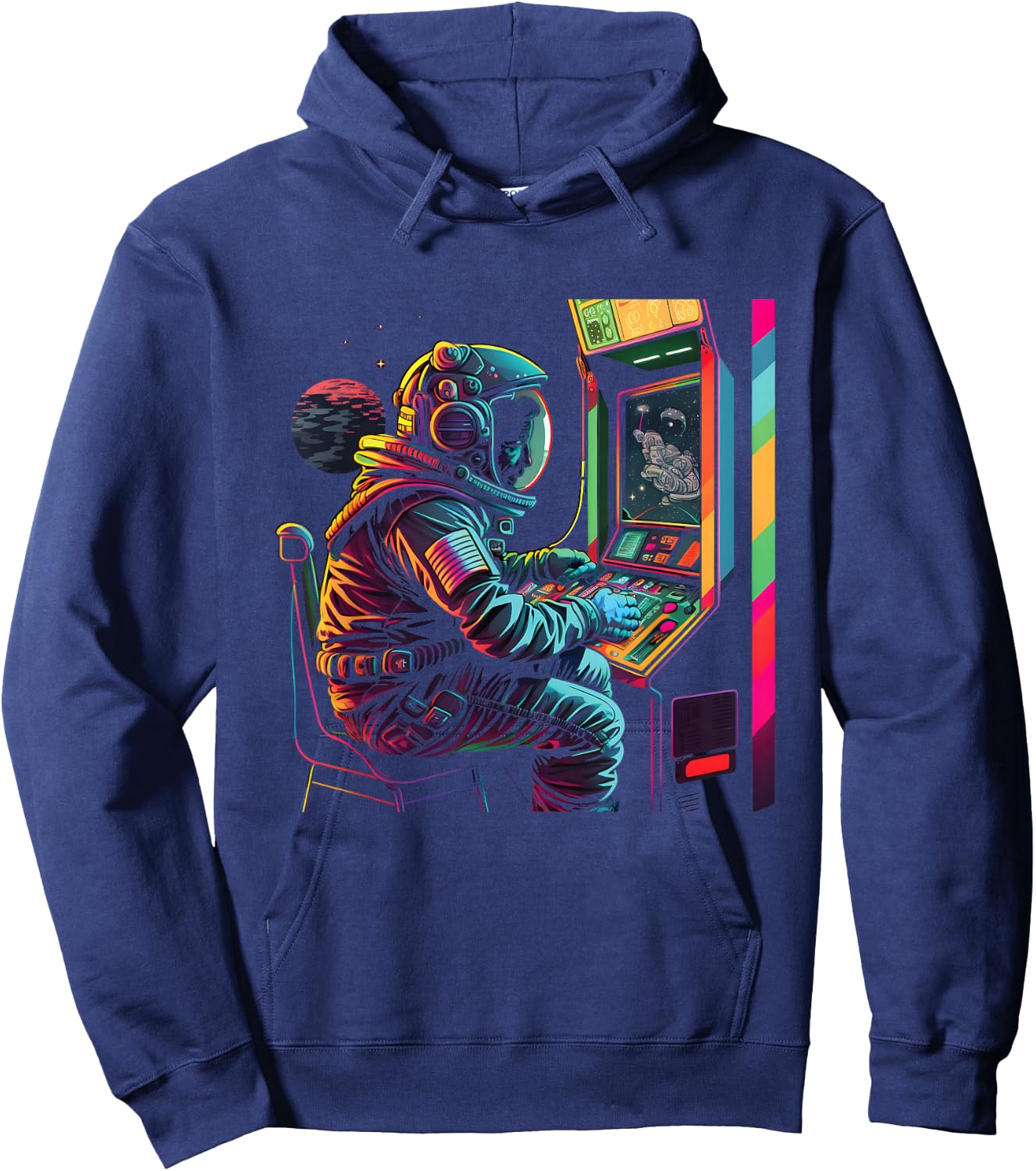 Retro Arcade Planets Universe Gaming Astronaut Hoodie - Hoodie | Navy