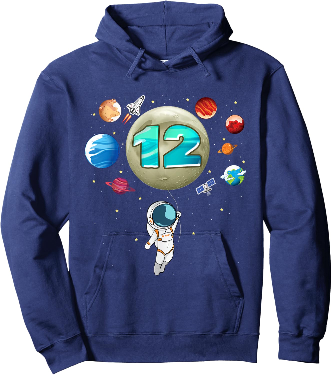 12th Birthday Space Lover Astronaut 12 Years Old Bday Hoodie - Hoodie | Navy