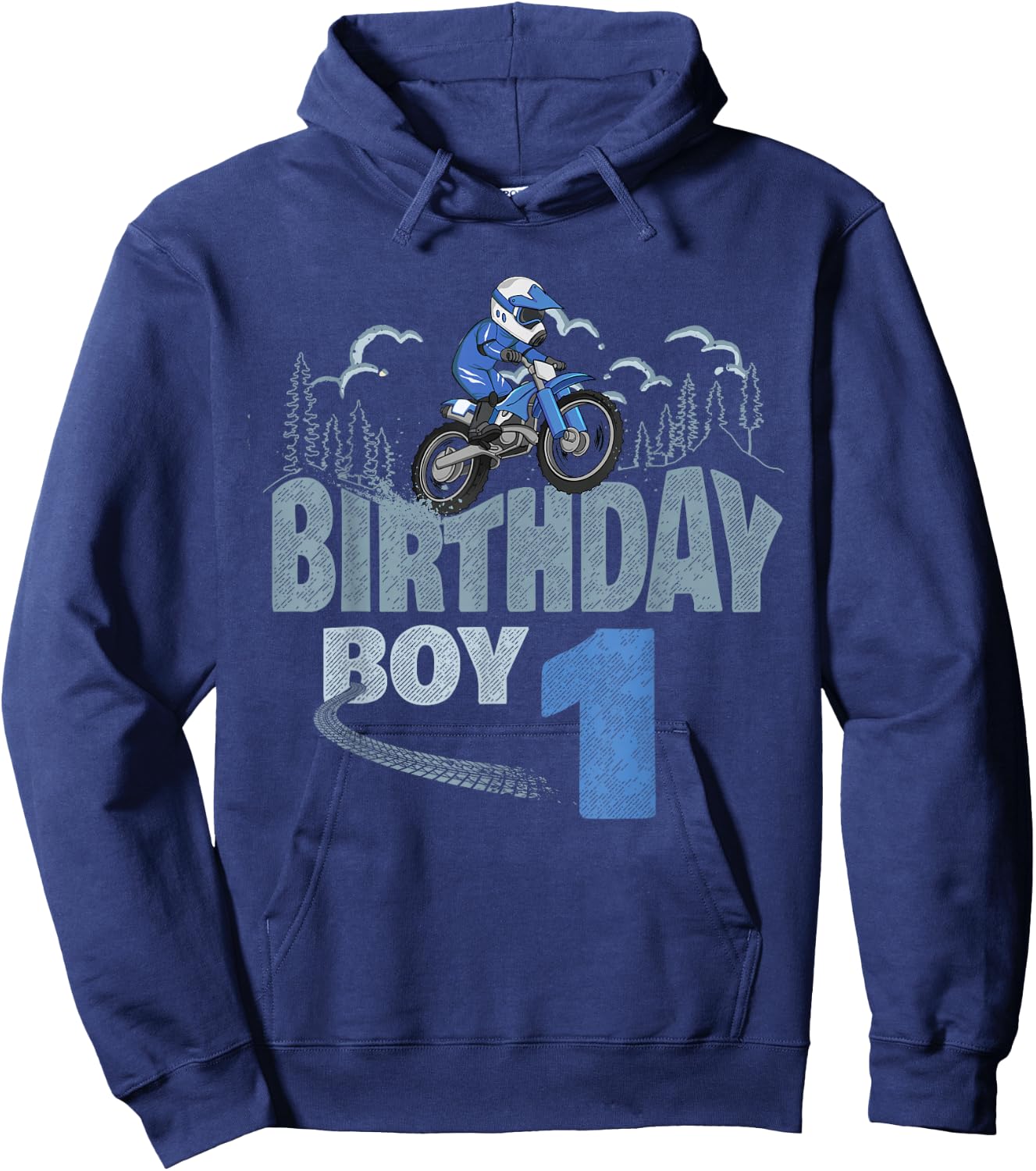 1st Birthday Boy Dirt Bike Motocross 1 Year Old Bday Hoodie - Hoodie | Navy