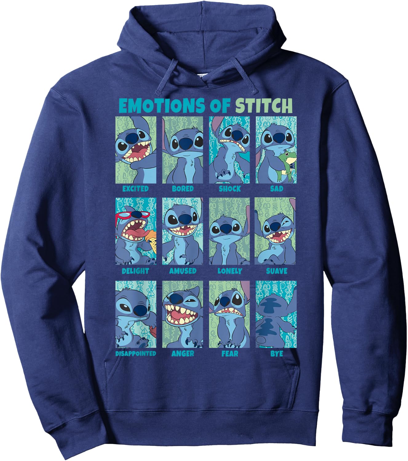 Disney Lilo & Stitch Emotions of Stitch Box Up Panels Hoodie - Hoodie | Navy