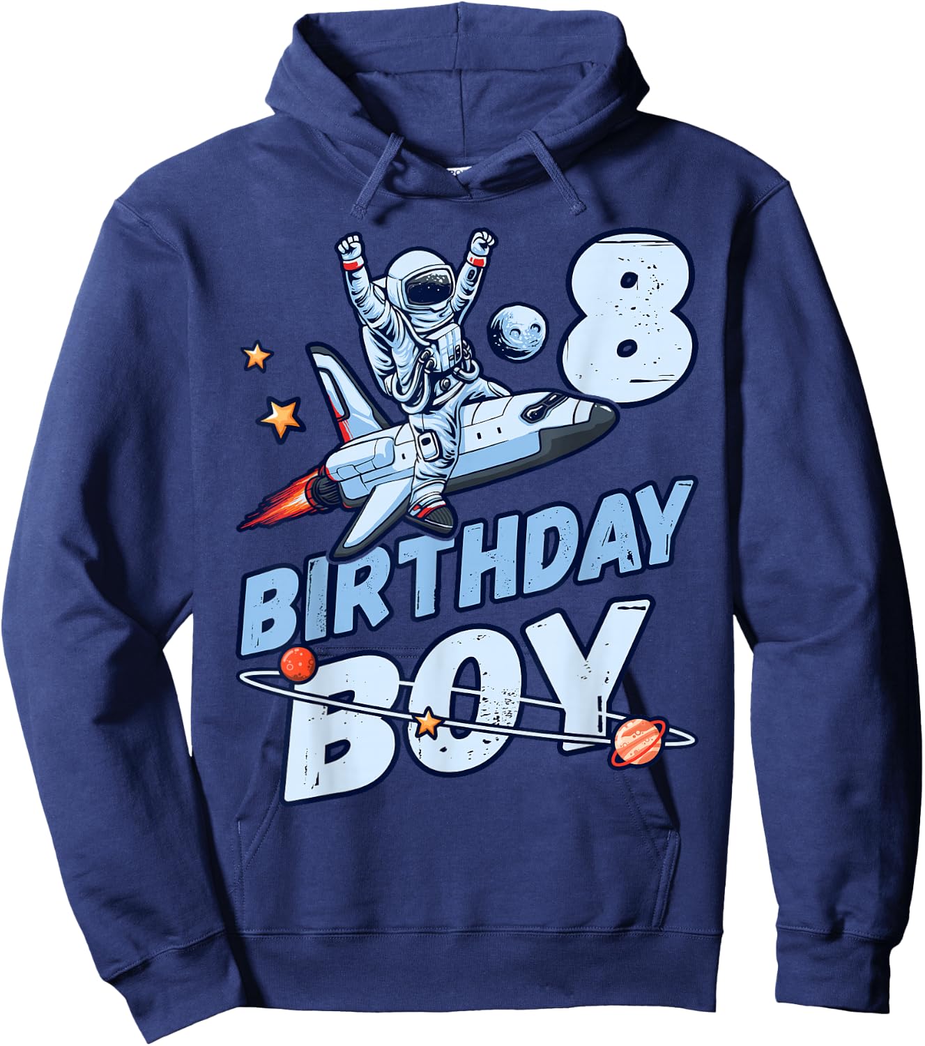 Birthday Boy 8 Years Old, Astronaut, Planets in Space Hoodie - Hoodie | Navy