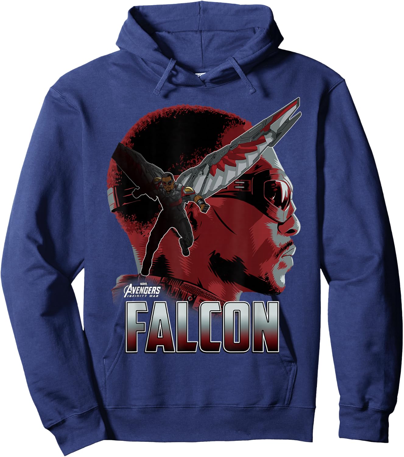 Marvel Infinity War Falcon Big Head Profile Graphic Hoodie - Hoodie | Navy