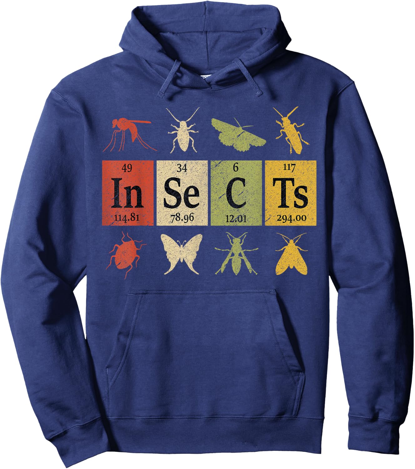Insects Periodic Table Elements Entomologist Retro Bugs Hoodie - Hoodie | Navy