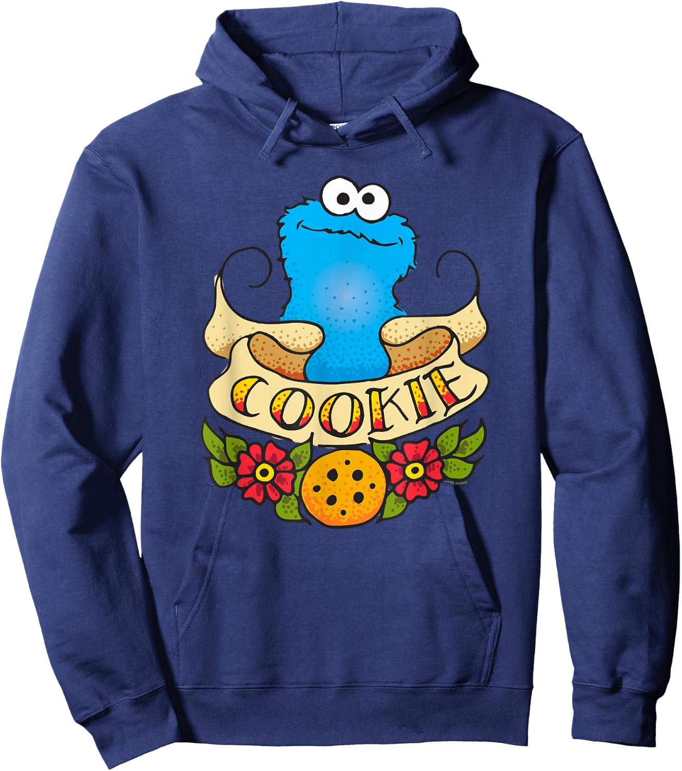 Sesame Street Cookie Monster Cookie Tattoo Hoodie - Hoodie | Navy