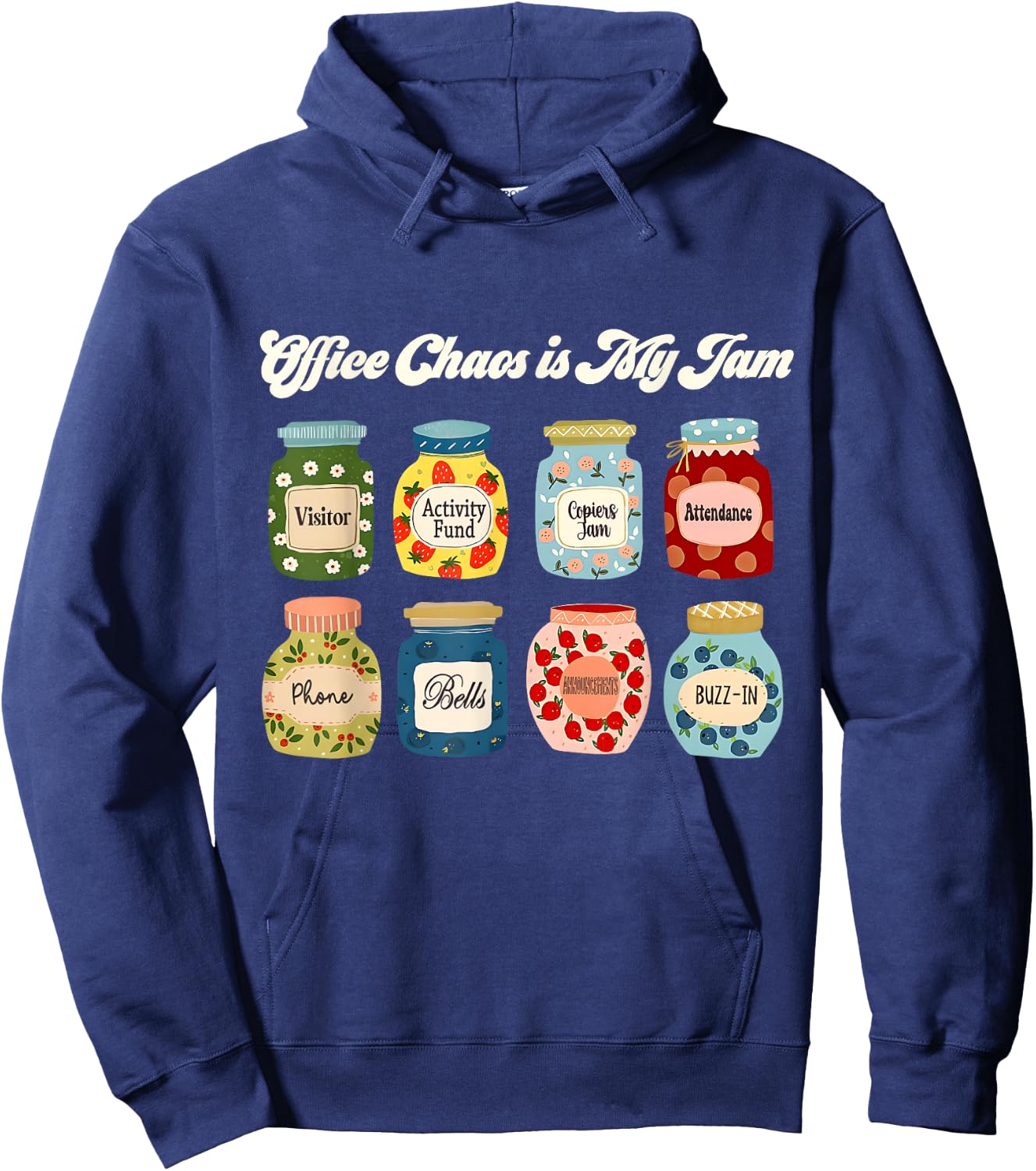 Women Office Chaos is My Jam School Secretary Christmas Hoodie - Hoodie | Navy