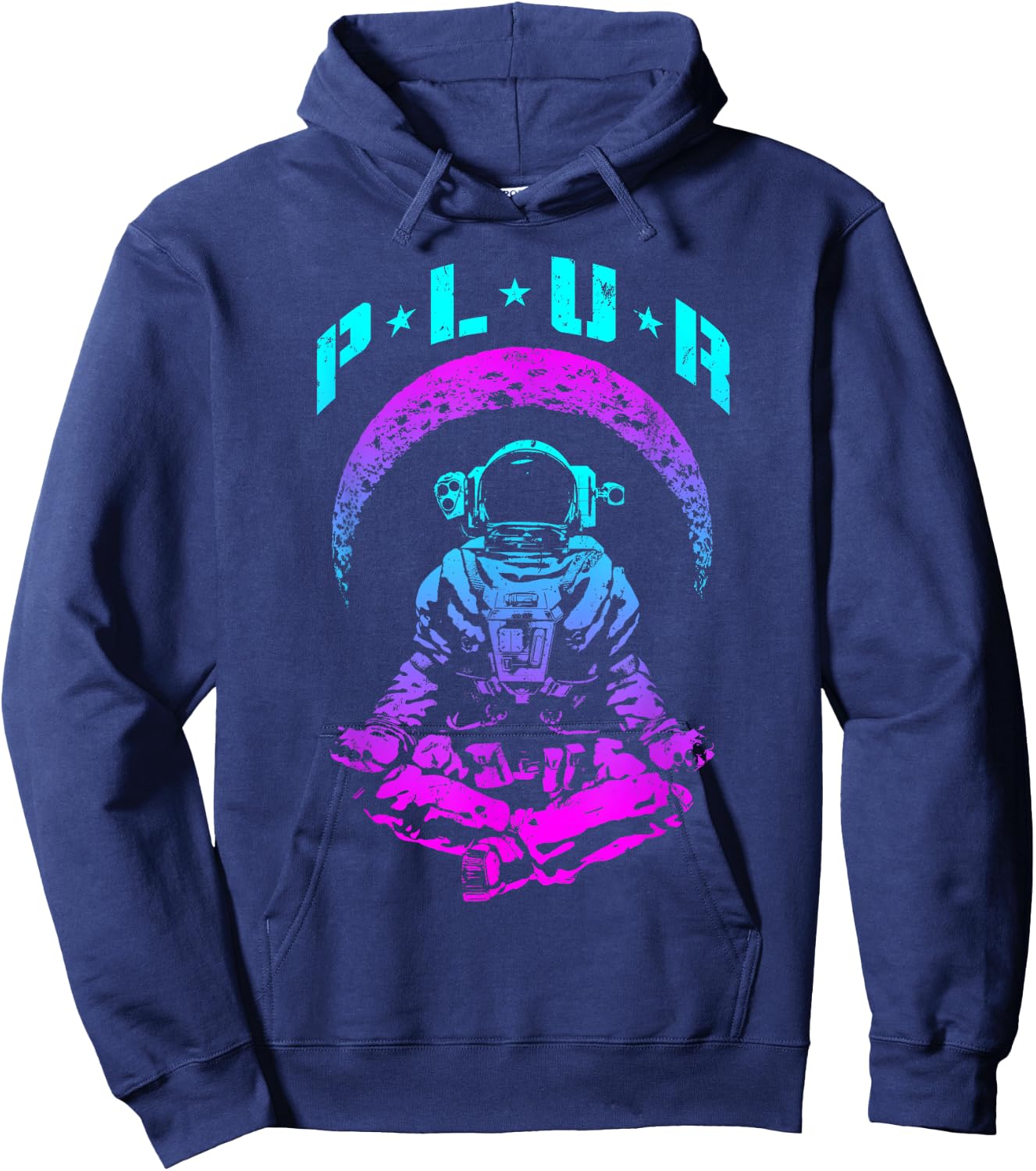 PLUR Peace Love Unity Respect Techno Rave EDM Astronaut Hoodie - Hoodie | Navy