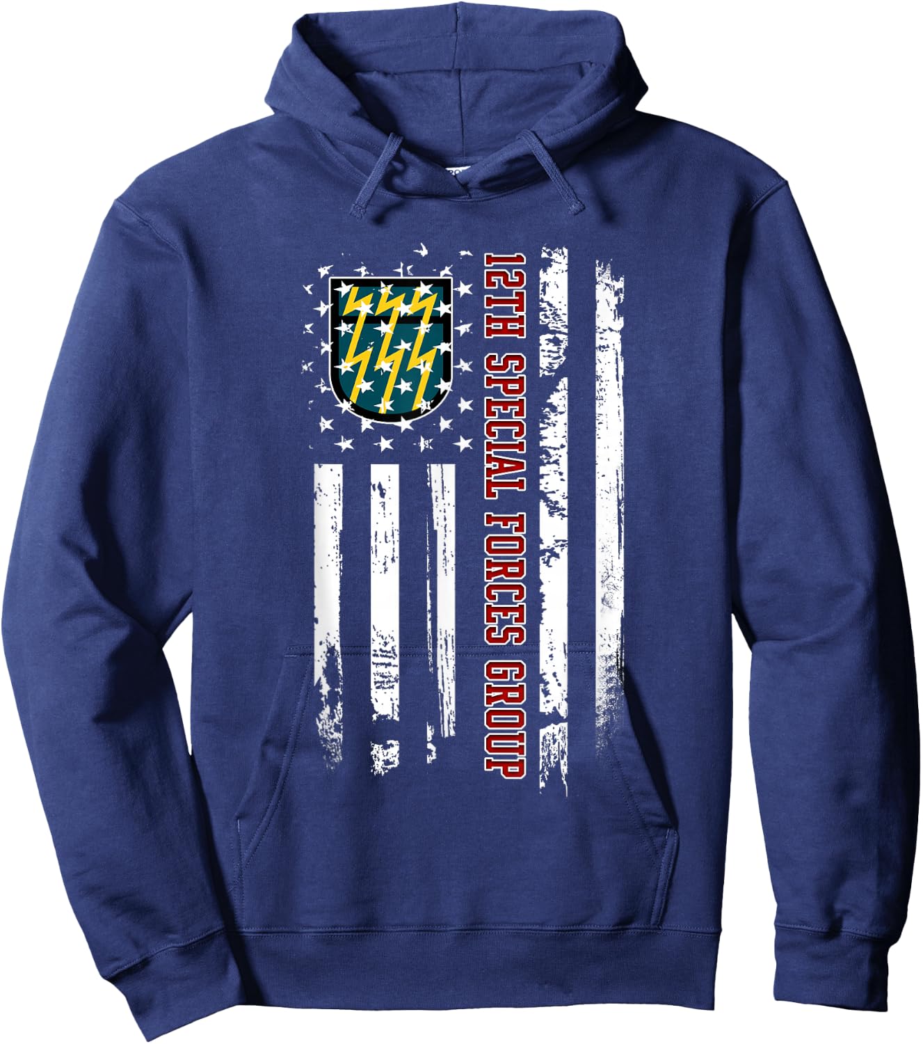 12th Special Forces Group Veteran USA Flag Veterans Day Xmas Women Men Hoodie - Hoodie | Navy