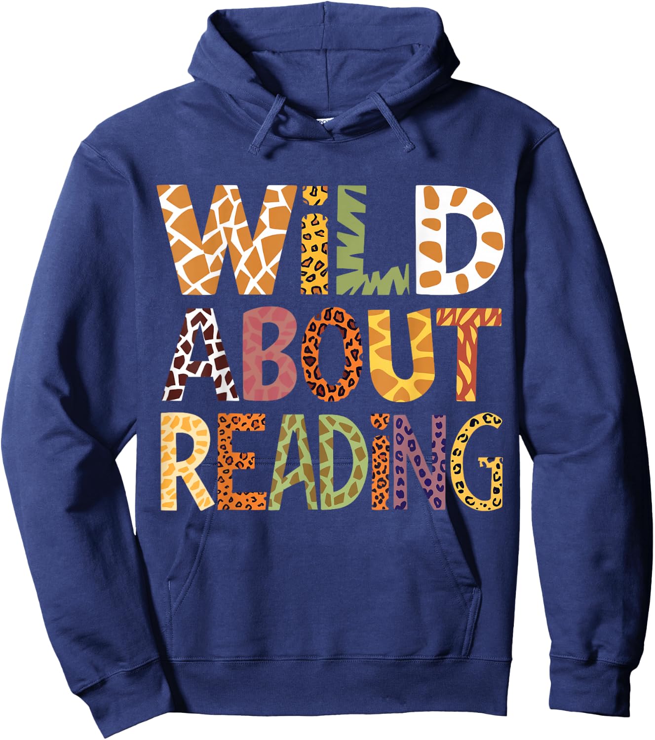 Wild About Reading Book Animal Children's Book Lover Teacher Hoodie - Hoodie | Navy
