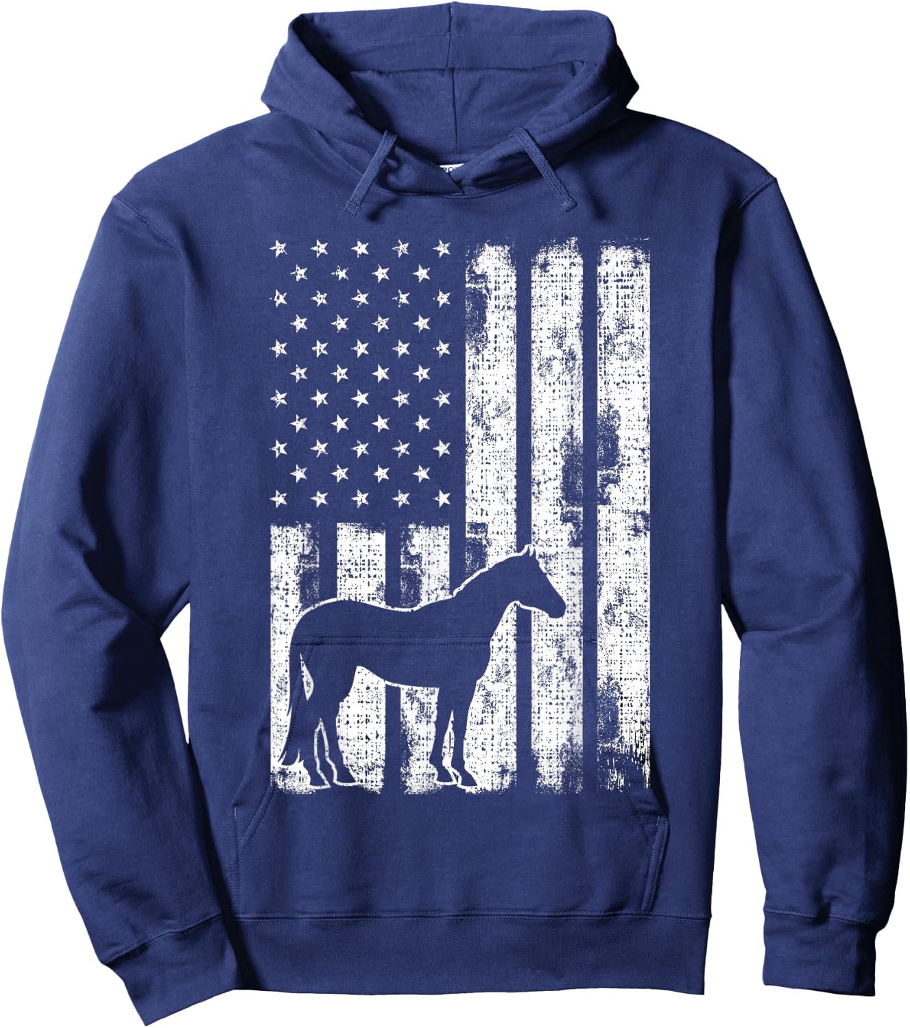 Freedom Horse Patriotic Horse American Flag Horseback Riding Hoodie - Hoodie | Navy