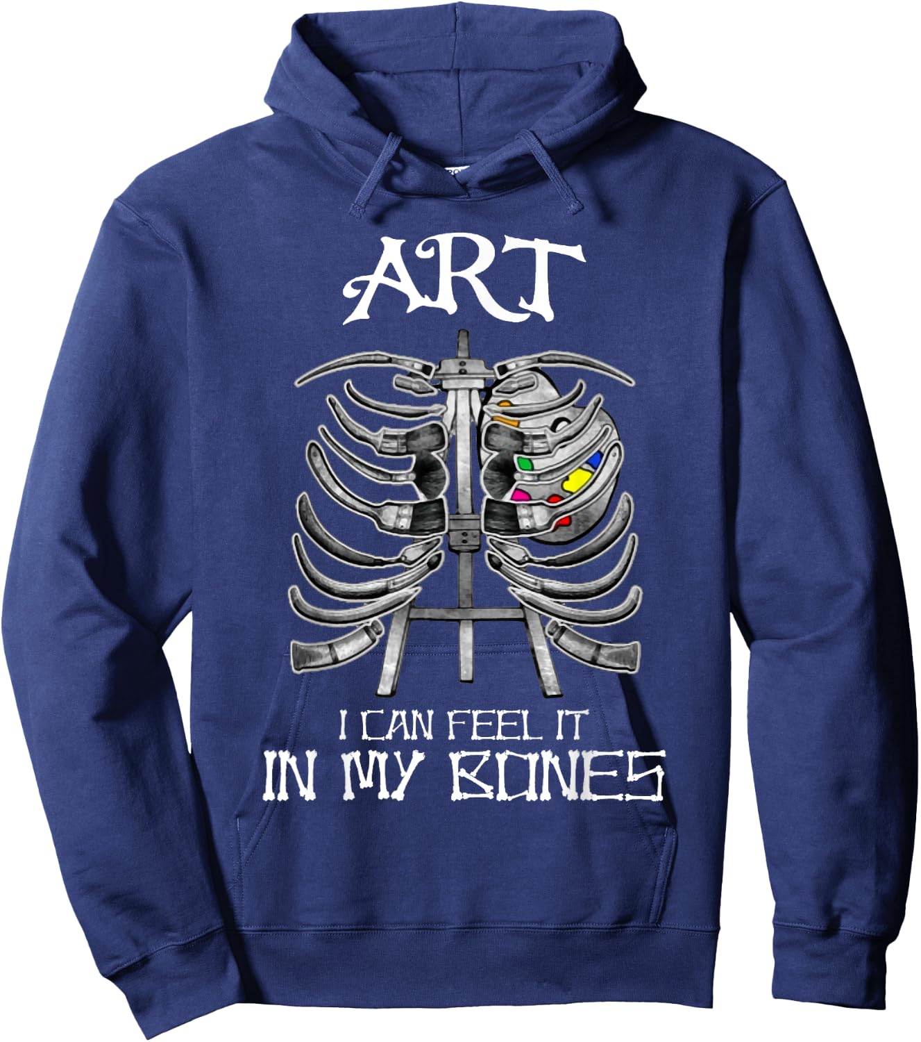 Art Teachers I Can Feel It in My Bones Art Bones Halloween Hoodie - Hoodie | Navy
