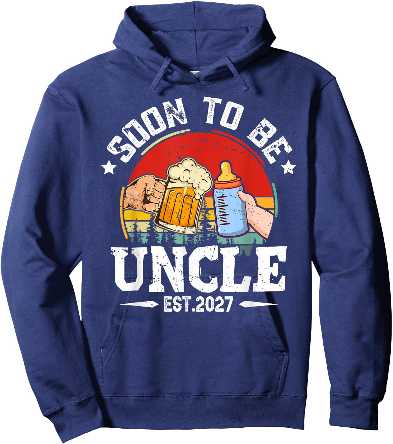 Soon to Be Uncle 2027 Retro Pregnancy Announcement Dad Hoodie - Hoodie | Navy