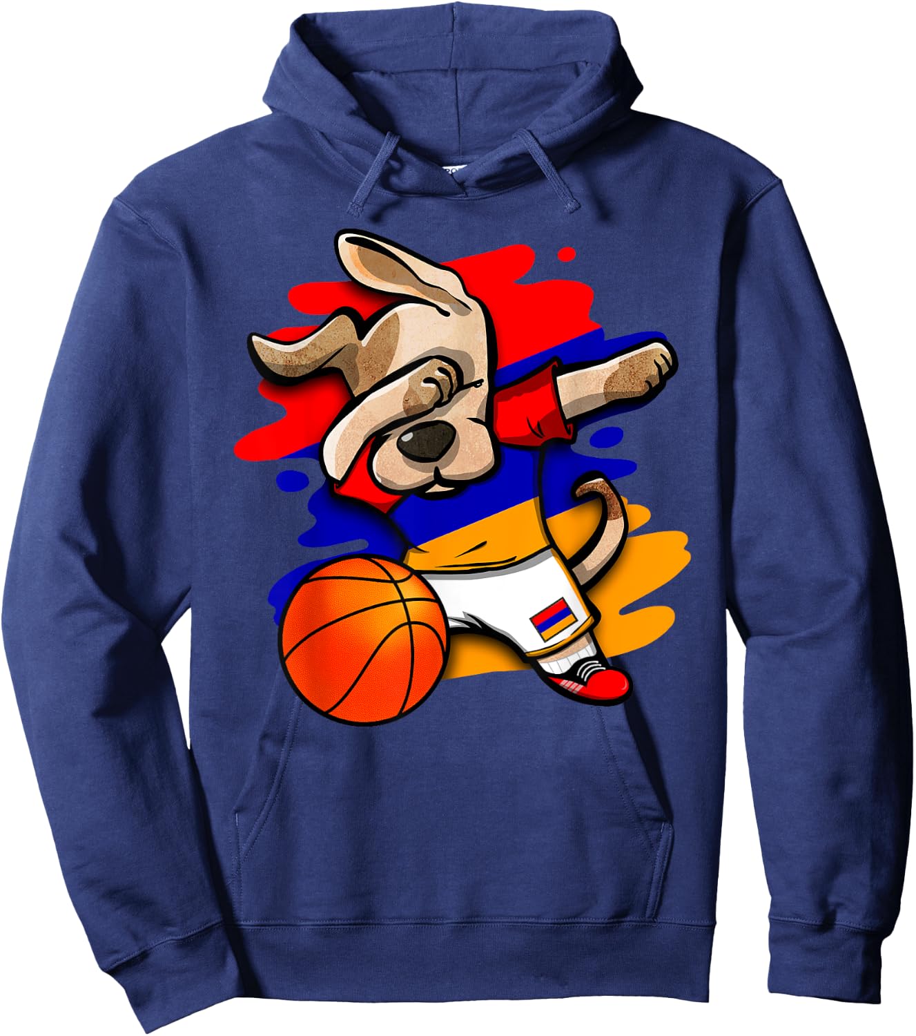 Dabbing Dog Armenia Basketball Fans Jersey Armenian Flag Hoodie - Hoodie | Navy