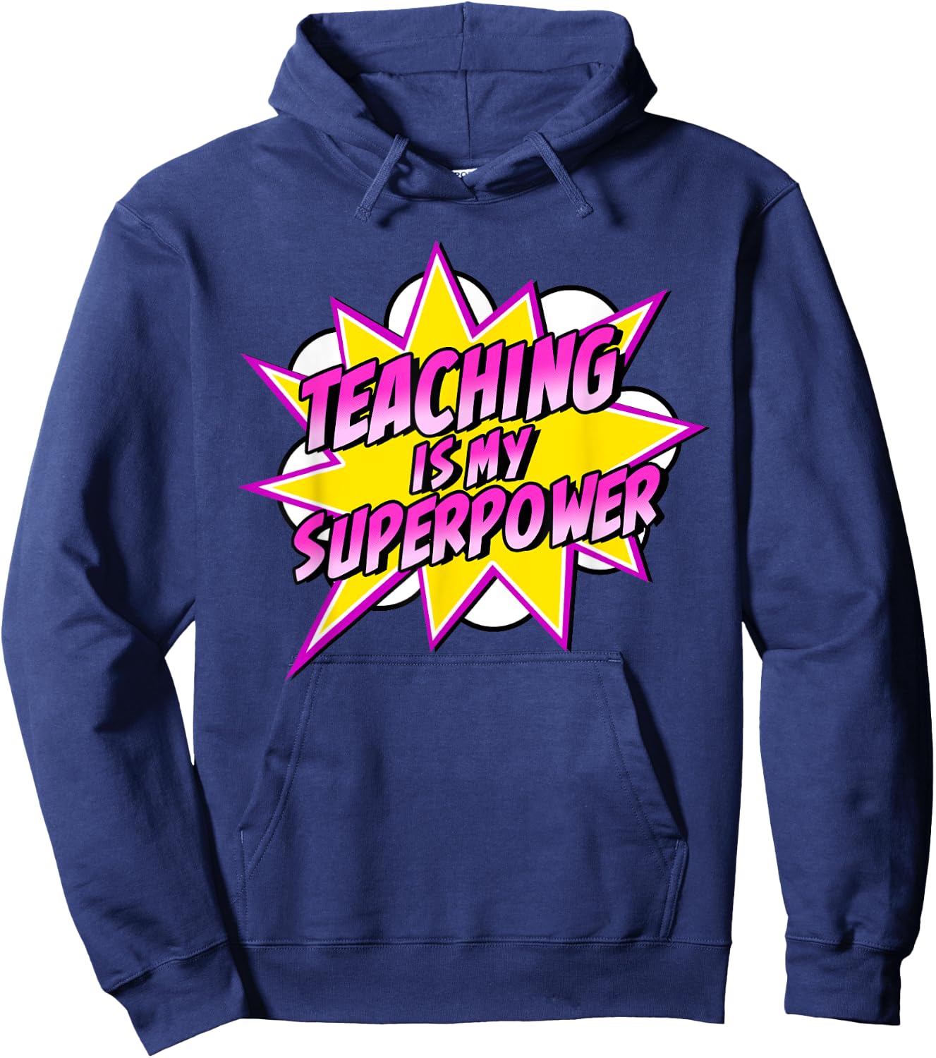 Teaching is My Superpower | Retro Comic Super Teacher Hoodie - Hoodie | Navy