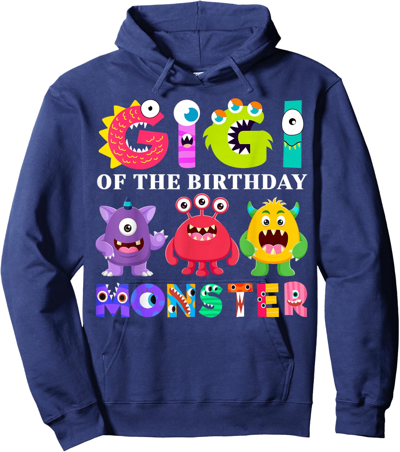 Gigi Little Monster Kids 1st Birthday Party Family Monster Hoodie - Hoodie | Navy