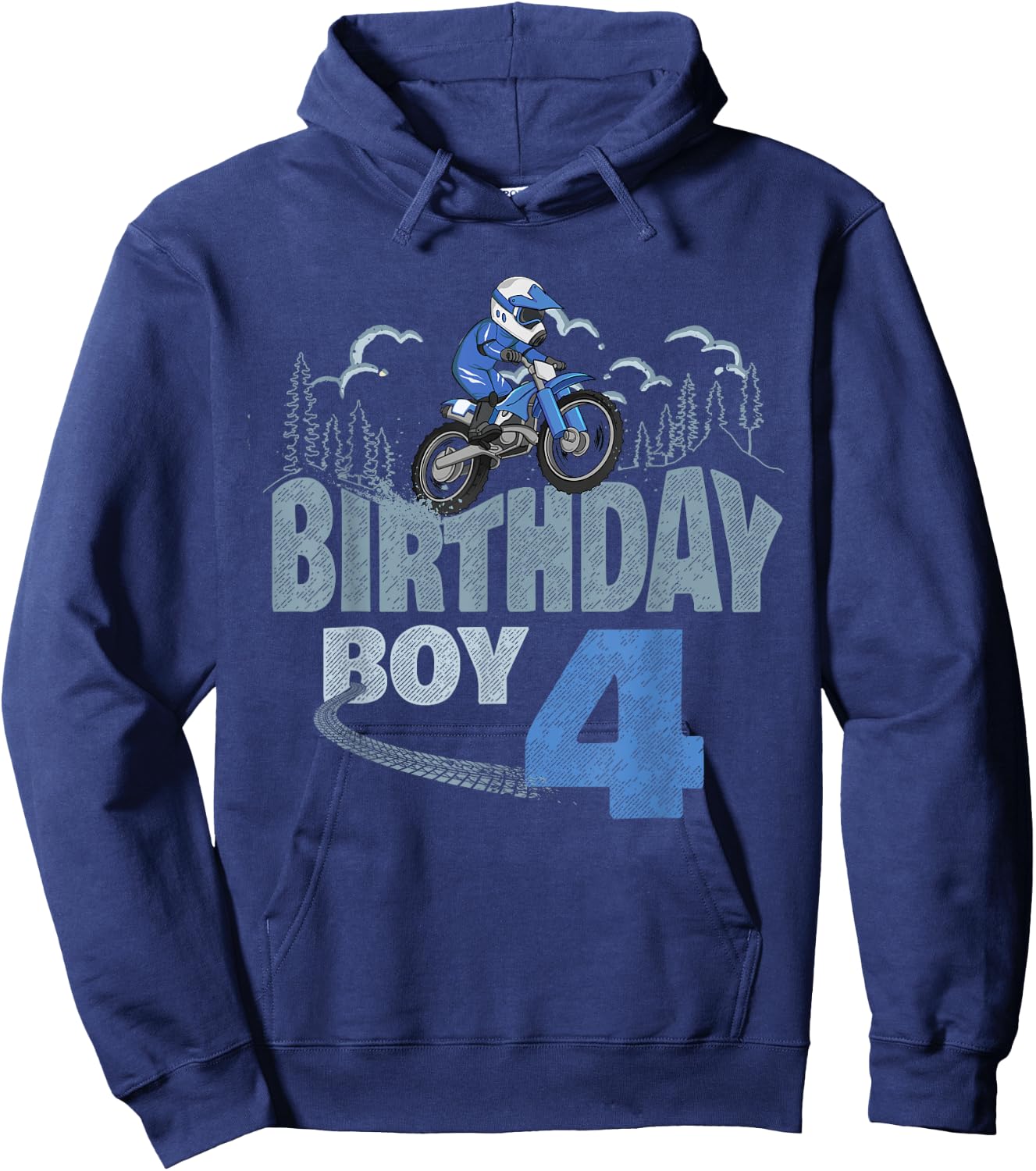 4th Birthday Boy Dirt Bike Motocross 4 Years Old Bday Hoodie - Hoodie | Navy