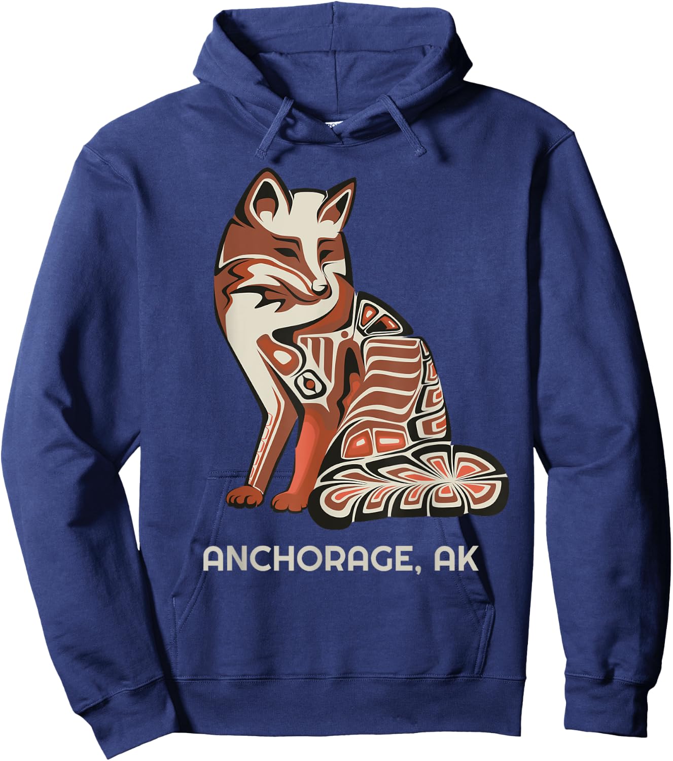 Tribal Fox Anchorage Alaska Native American Haida Style Hoodie - Hoodie | Navy