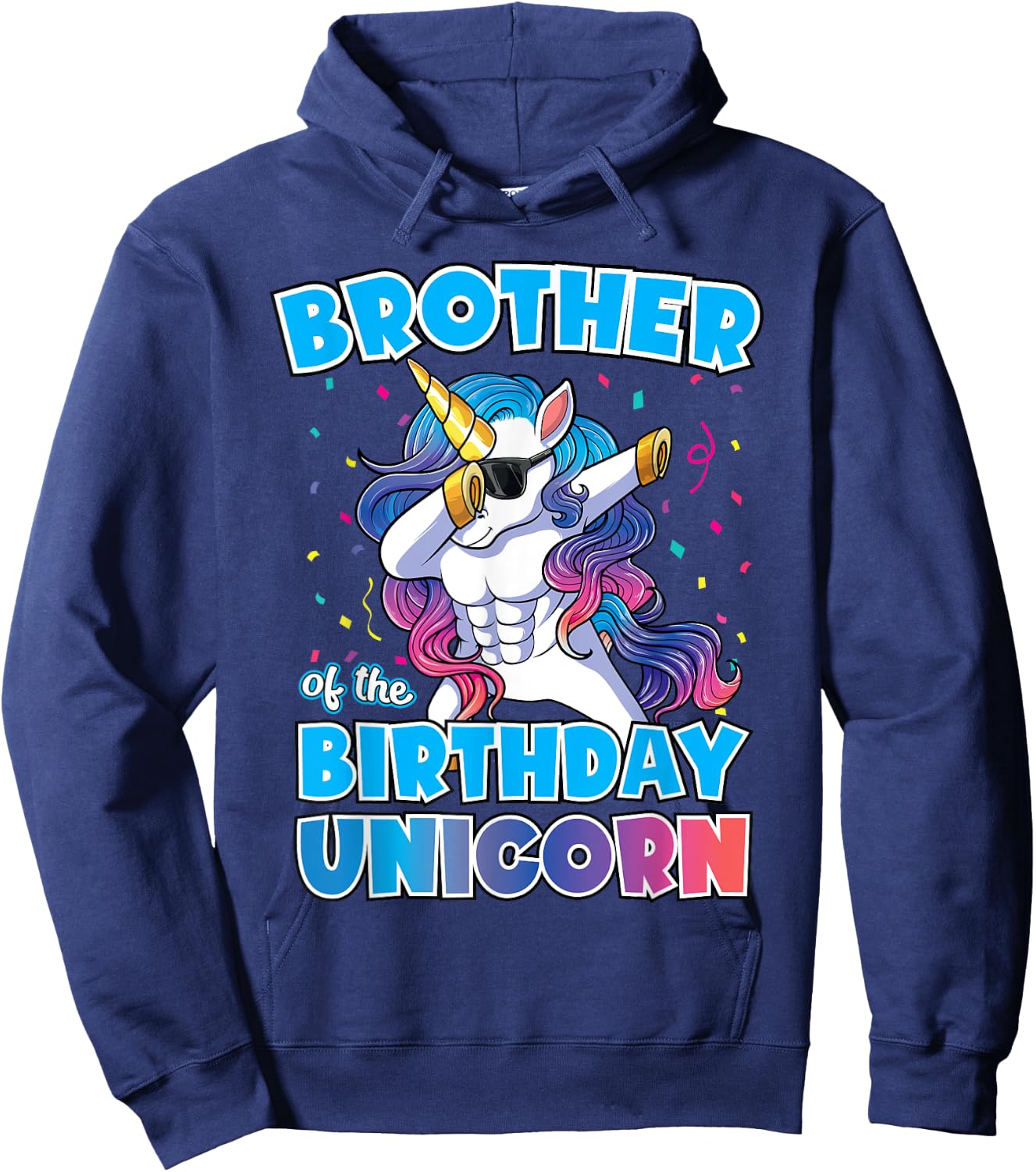 Brother of the Birthday Unicorn Dabbing Unicorn Brother Hoodie - Hoodie | Navy